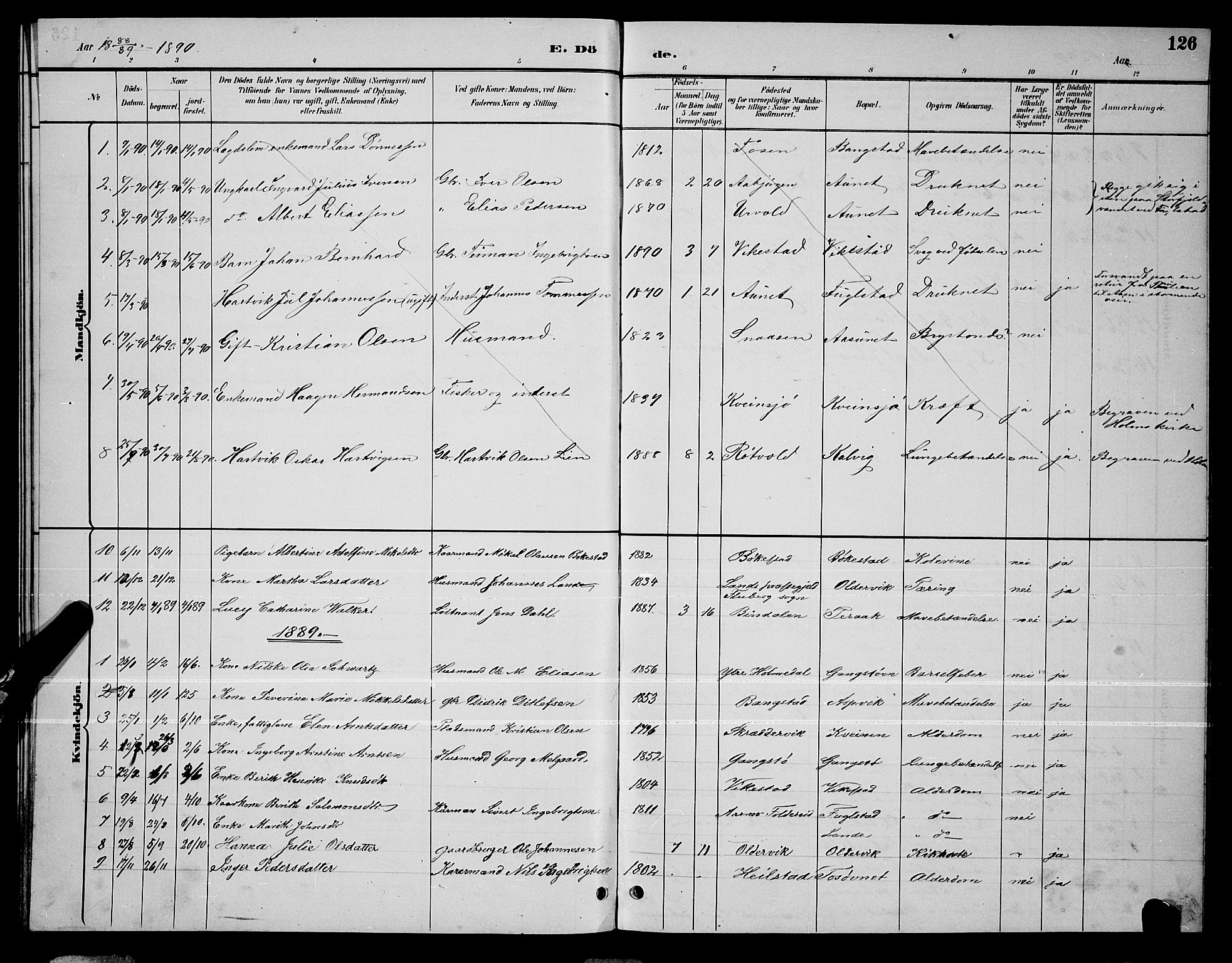 Ministerialprotokoller, klokkerbøker og fødselsregistre - Nordland, SAT/A-1459/810/L0160: Parish register (copy) no. 810C03, 1884-1896, p. 126