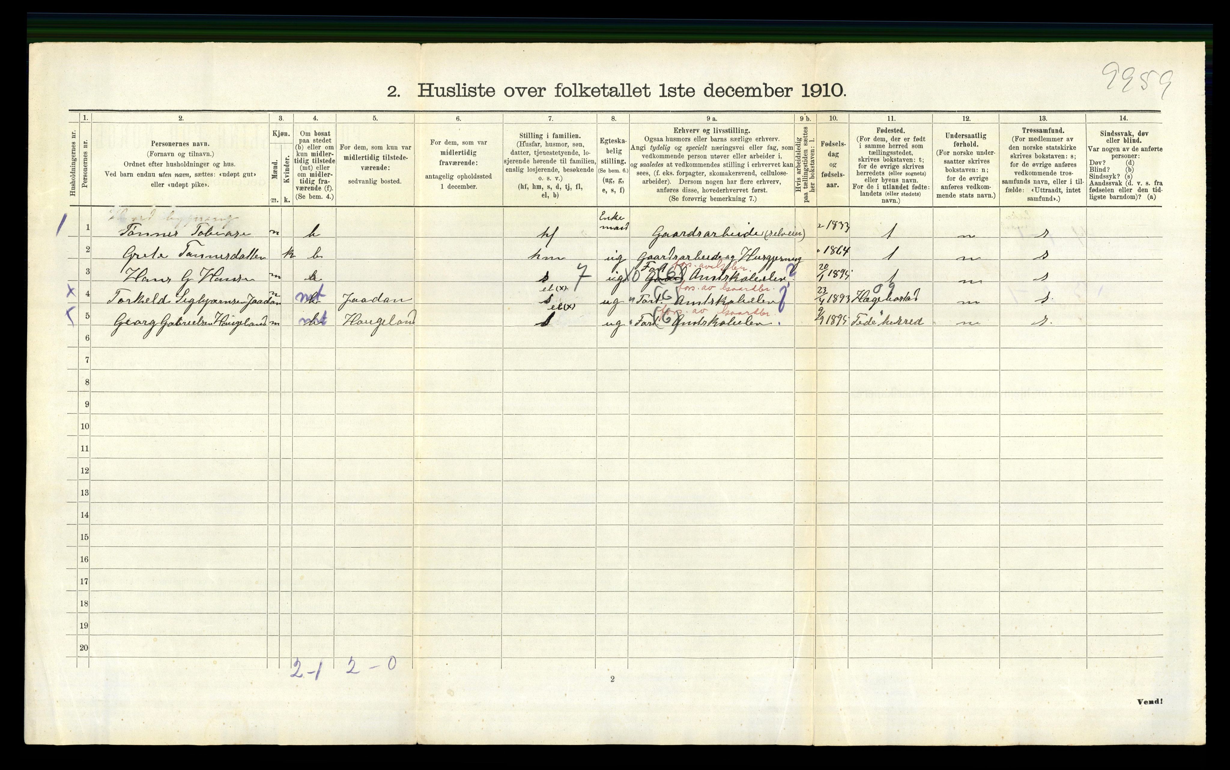 RA, 1910 census for Liknes, 1910, p. 699