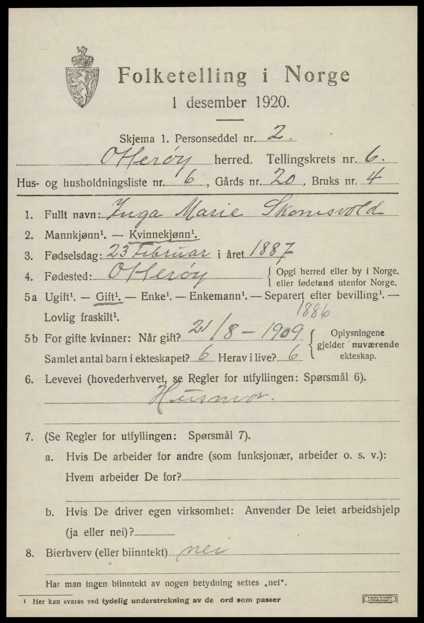 SAT, 1920 census for Otterøy, 1920, p. 2283