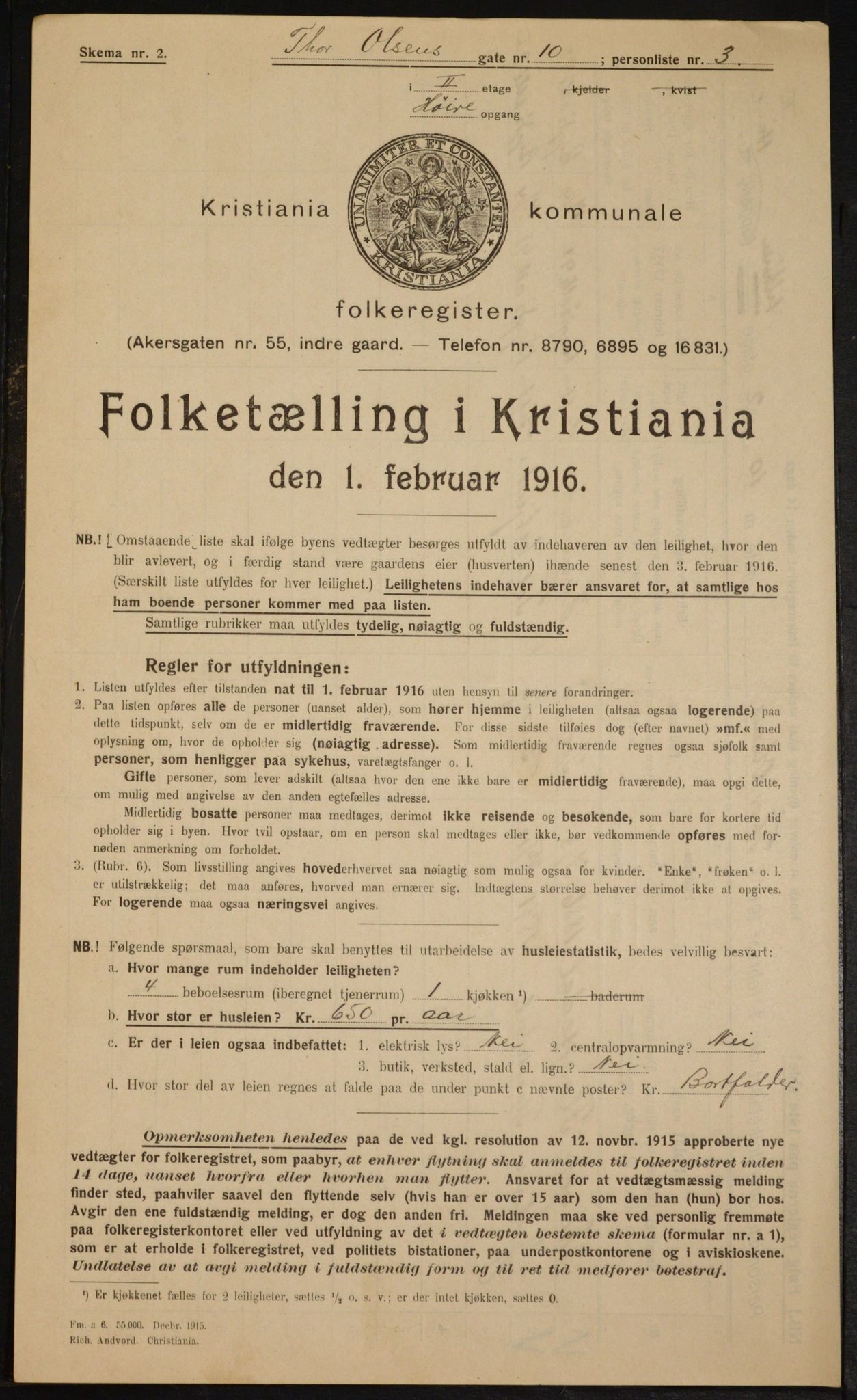 OBA, Municipal Census 1916 for Kristiania, 1916, p. 112597