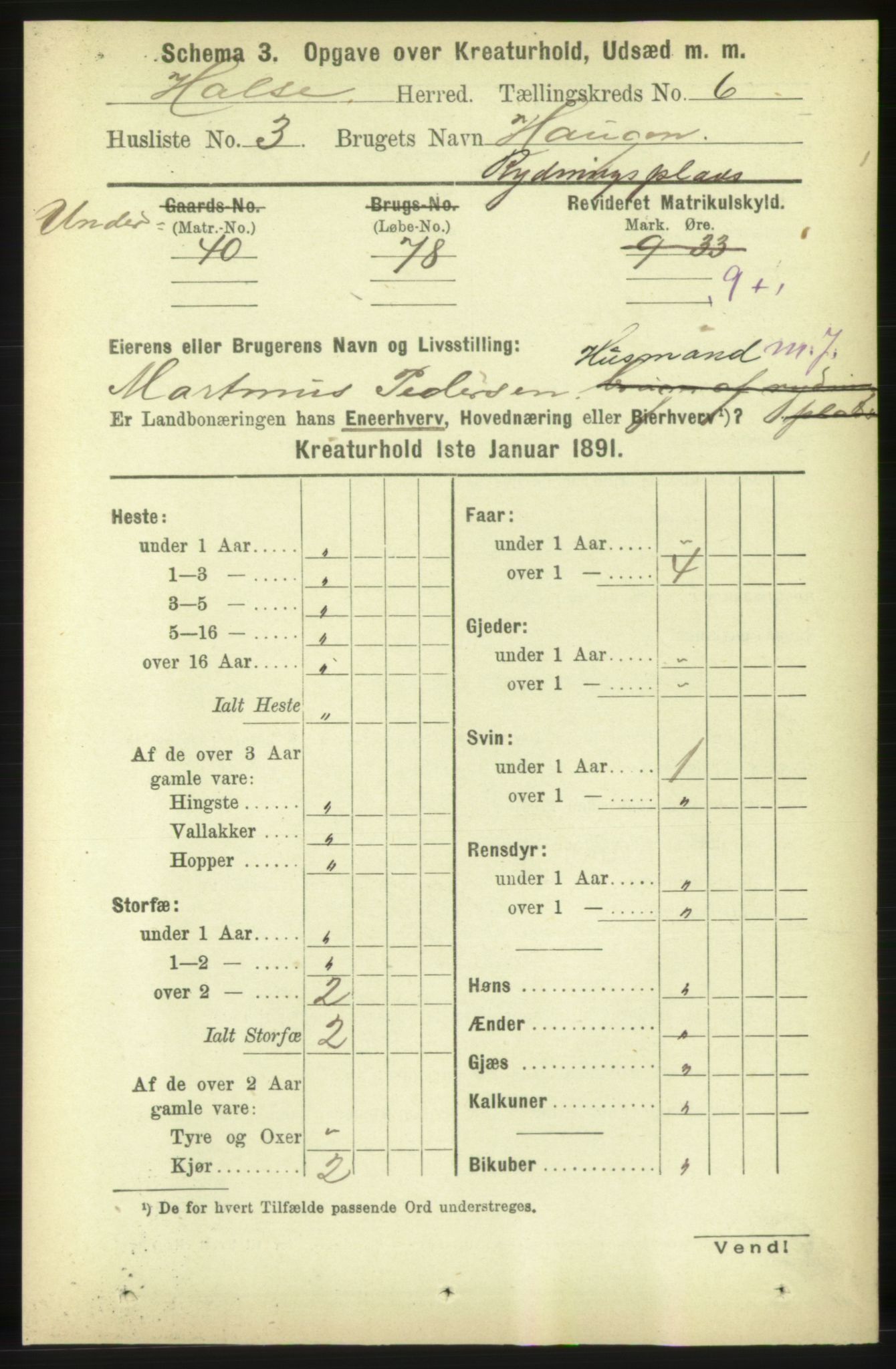 RA, 1891 census for 1571 Halsa, 1891, p. 2212