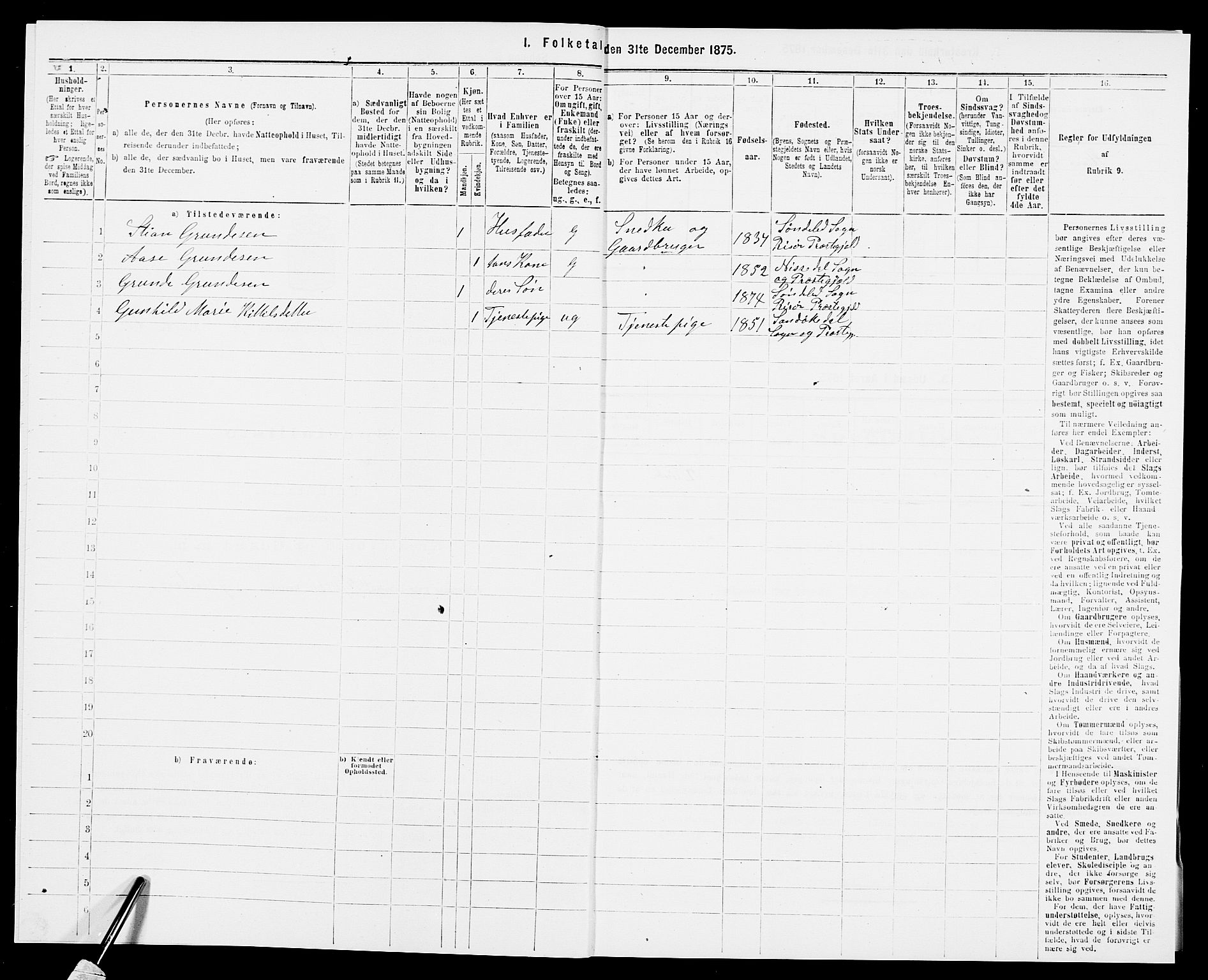 SAK, 1875 census for 0913L Risør/Søndeled, 1875, p. 375