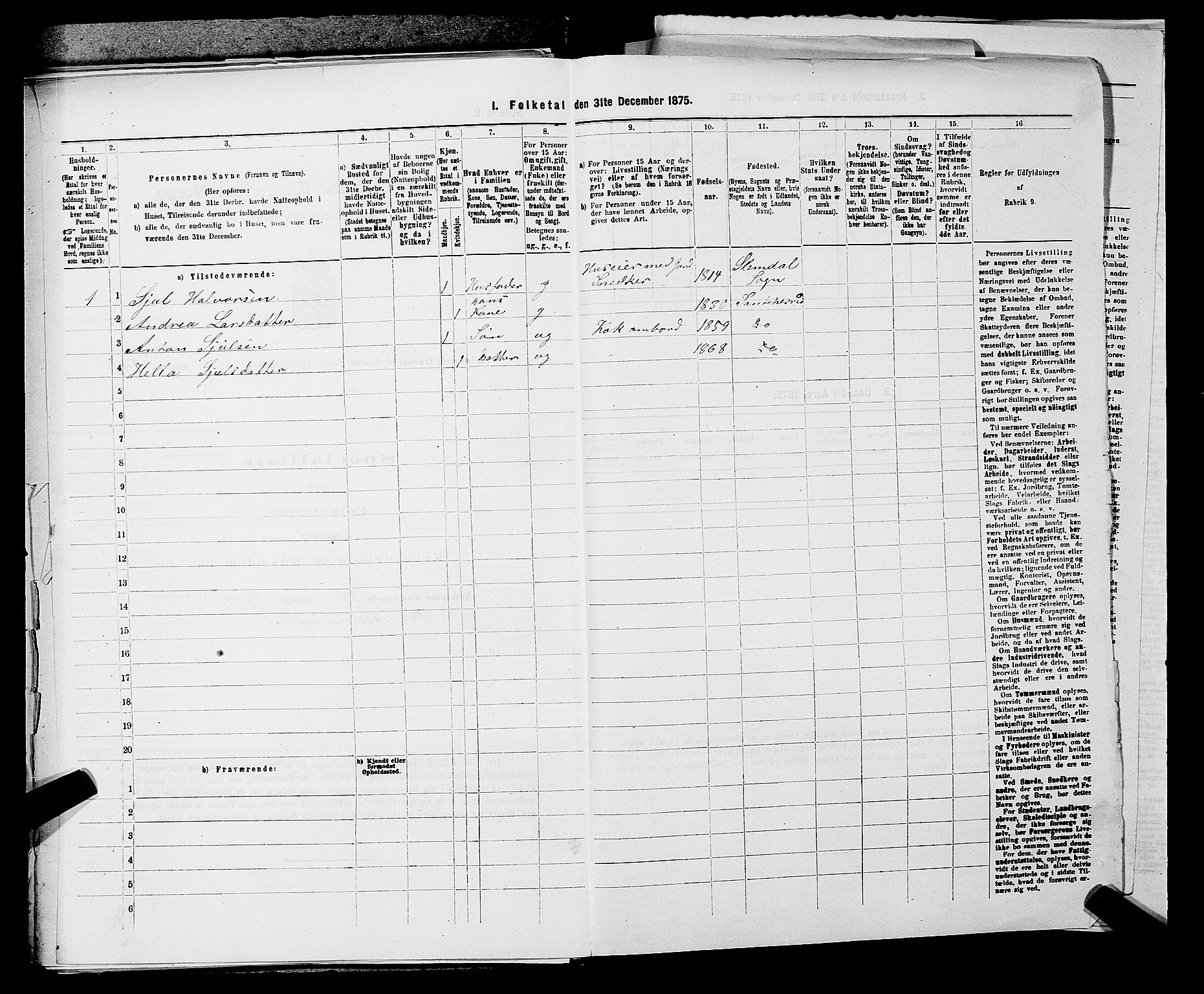 SAKO, 1875 census for 0724L Sandeherred/Sandeherred, 1875, p. 2093