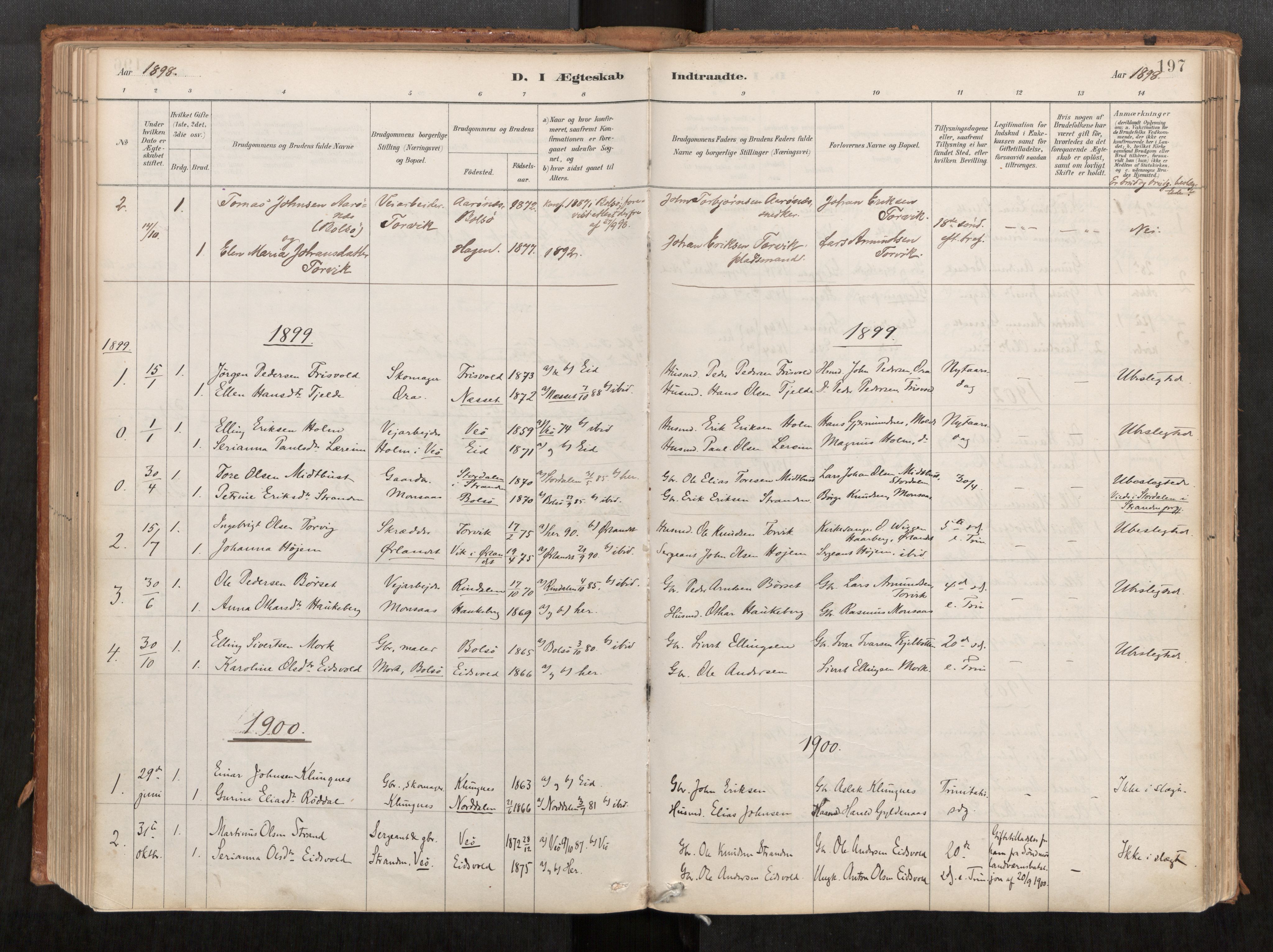 Ministerialprotokoller, klokkerbøker og fødselsregistre - Møre og Romsdal, AV/SAT-A-1454/542/L0553: Parish register (official) no. 542A03, 1885-1925, p. 197