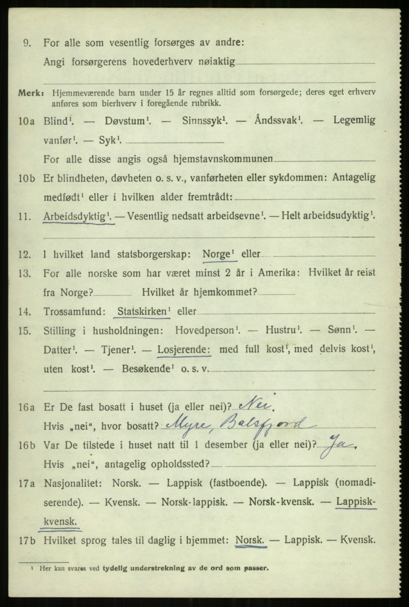 SATØ, 1920 census for Balsfjord, 1920, p. 5269