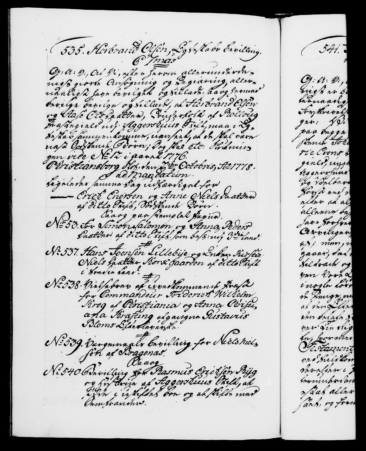 Danske Kanselli 1572-1799, RA/EA-3023/F/Fc/Fca/Fcaa/L0047: Norske registre, 1776-1778, p. 890b