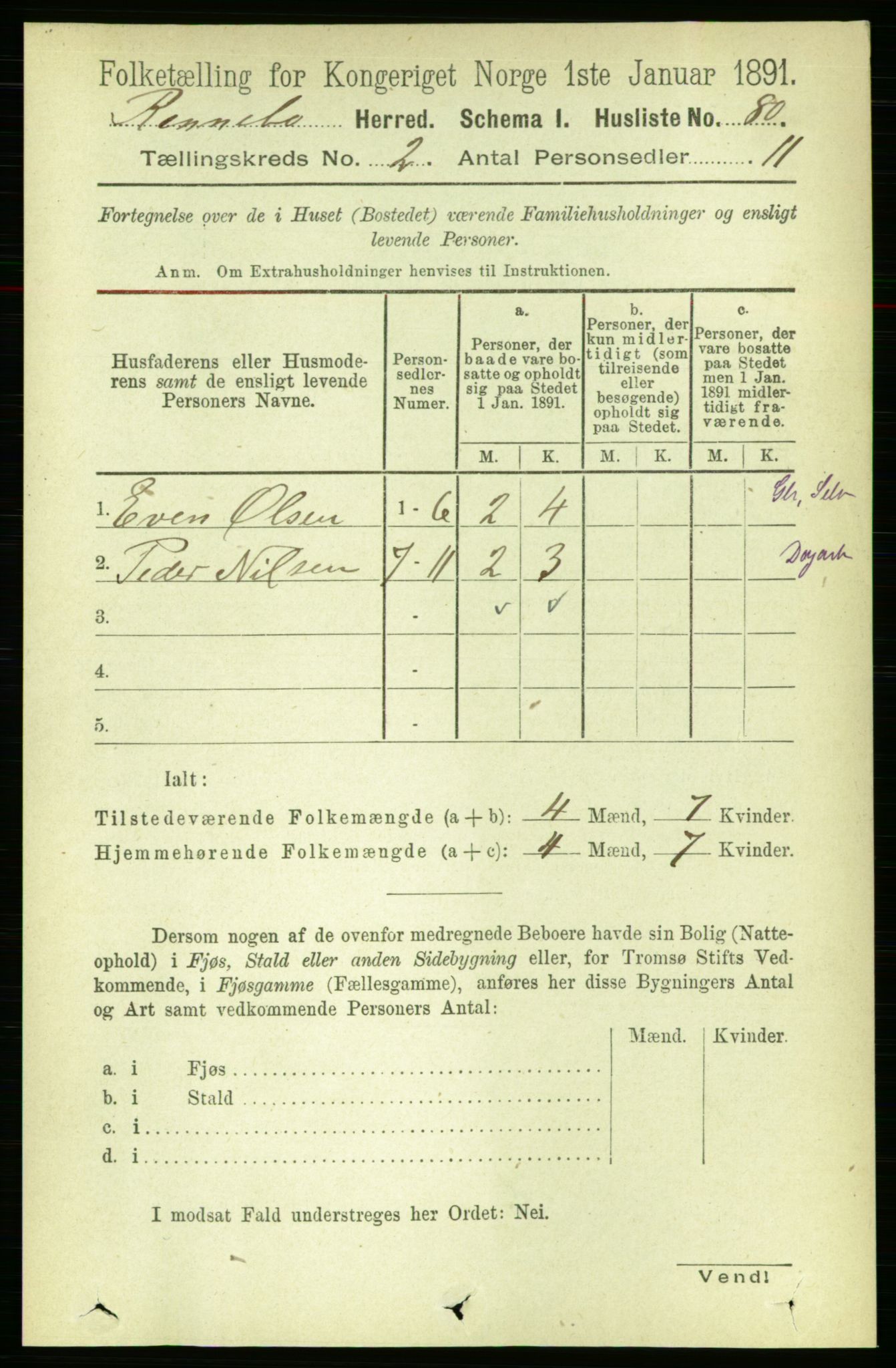RA, 1891 census for 1635 Rennebu, 1891, p. 703