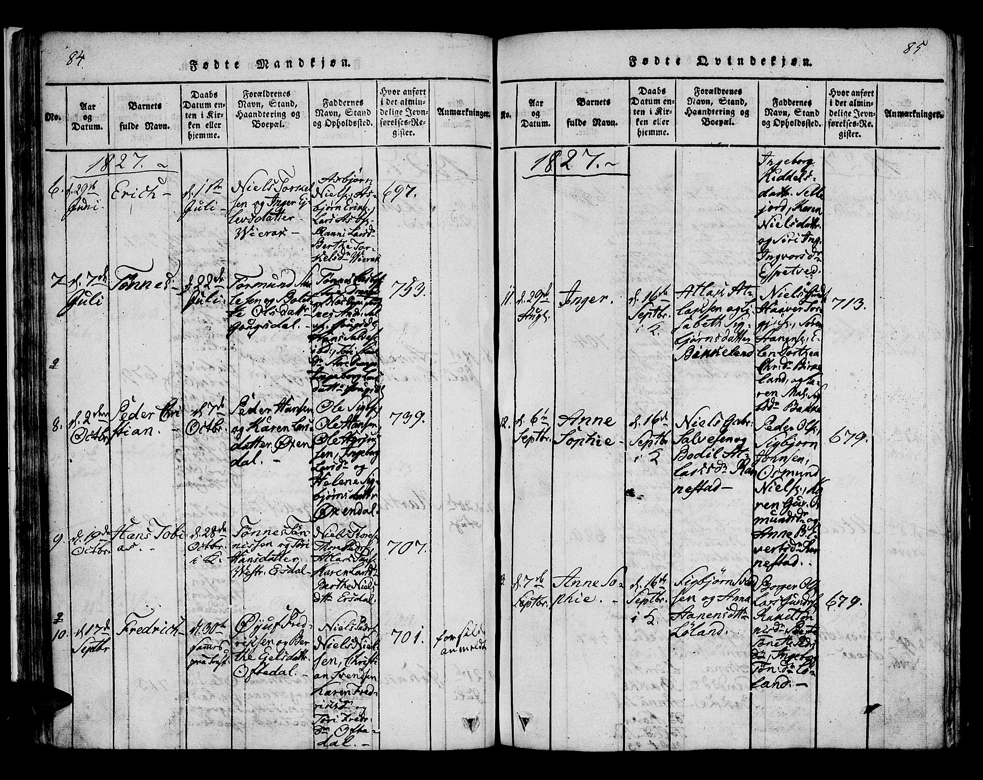 Bakke sokneprestkontor, SAK/1111-0002/F/Fa/Faa/L0003: Parish register (official) no. A 3, 1815-1835, p. 84-85