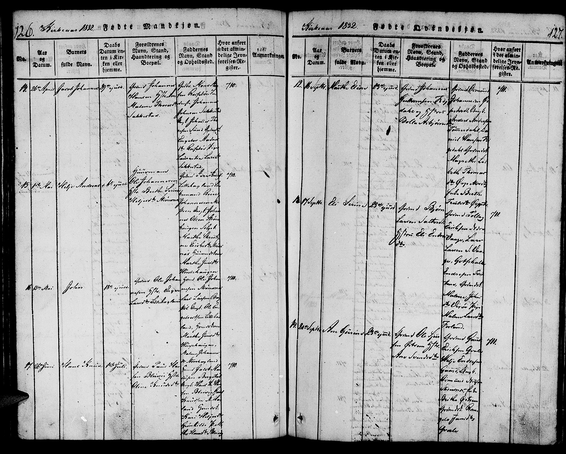 Torvastad sokneprestkontor, SAST/A -101857/H/Ha/Haa/L0004: Parish register (official) no. A 4, 1817-1836, p. 126-127