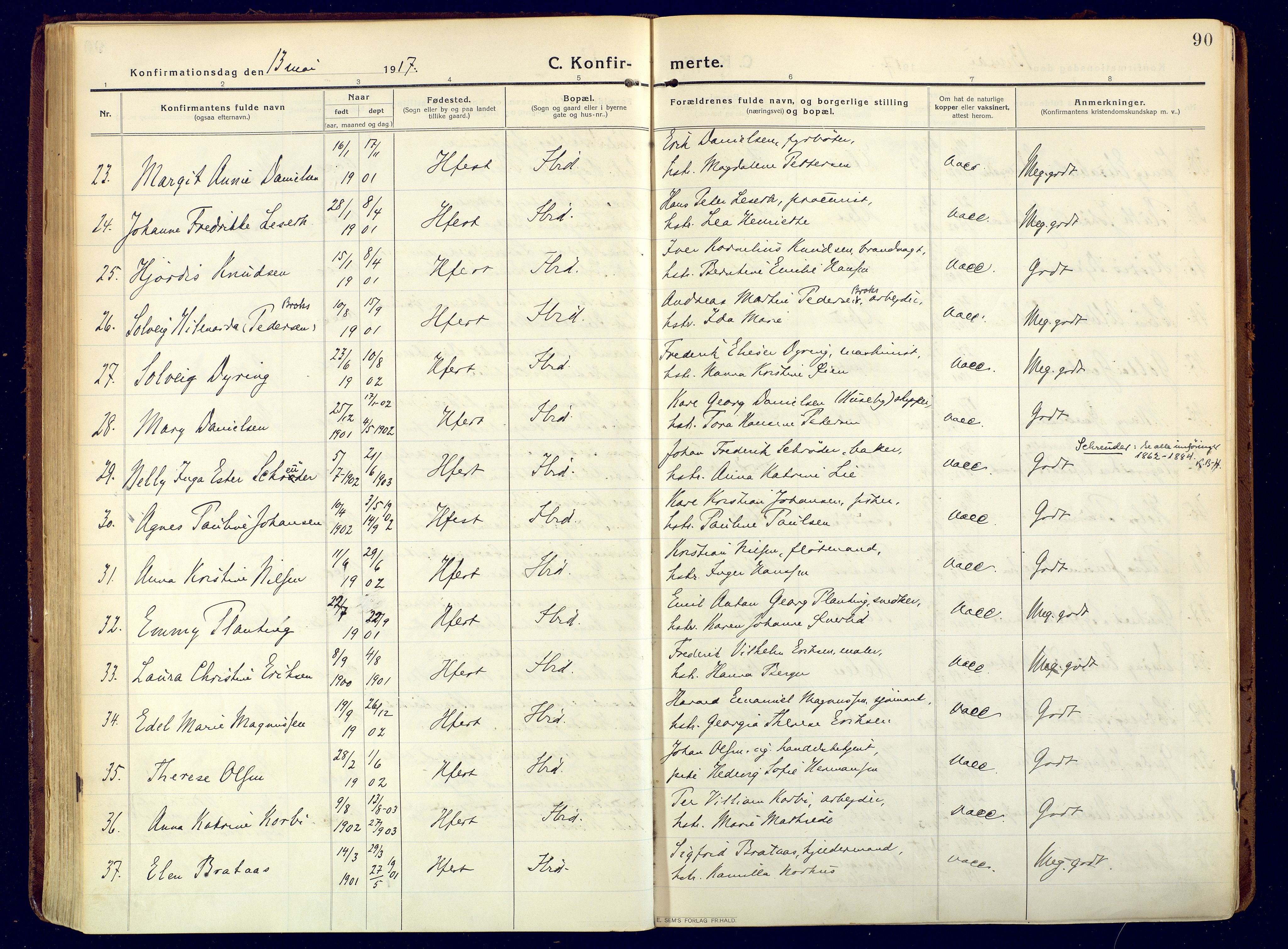 Hammerfest sokneprestkontor, SATØ/S-1347/H/Ha/L0015.kirke: Parish register (official) no. 15, 1916-1923, p. 90
