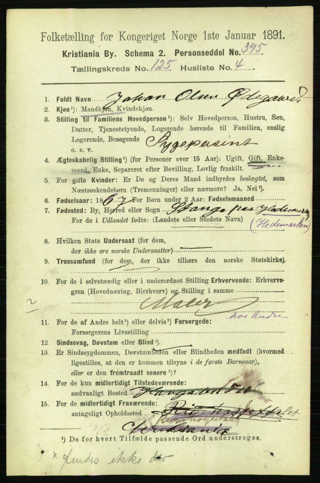 RA, 1891 census for 0301 Kristiania, 1891, p. 66833
