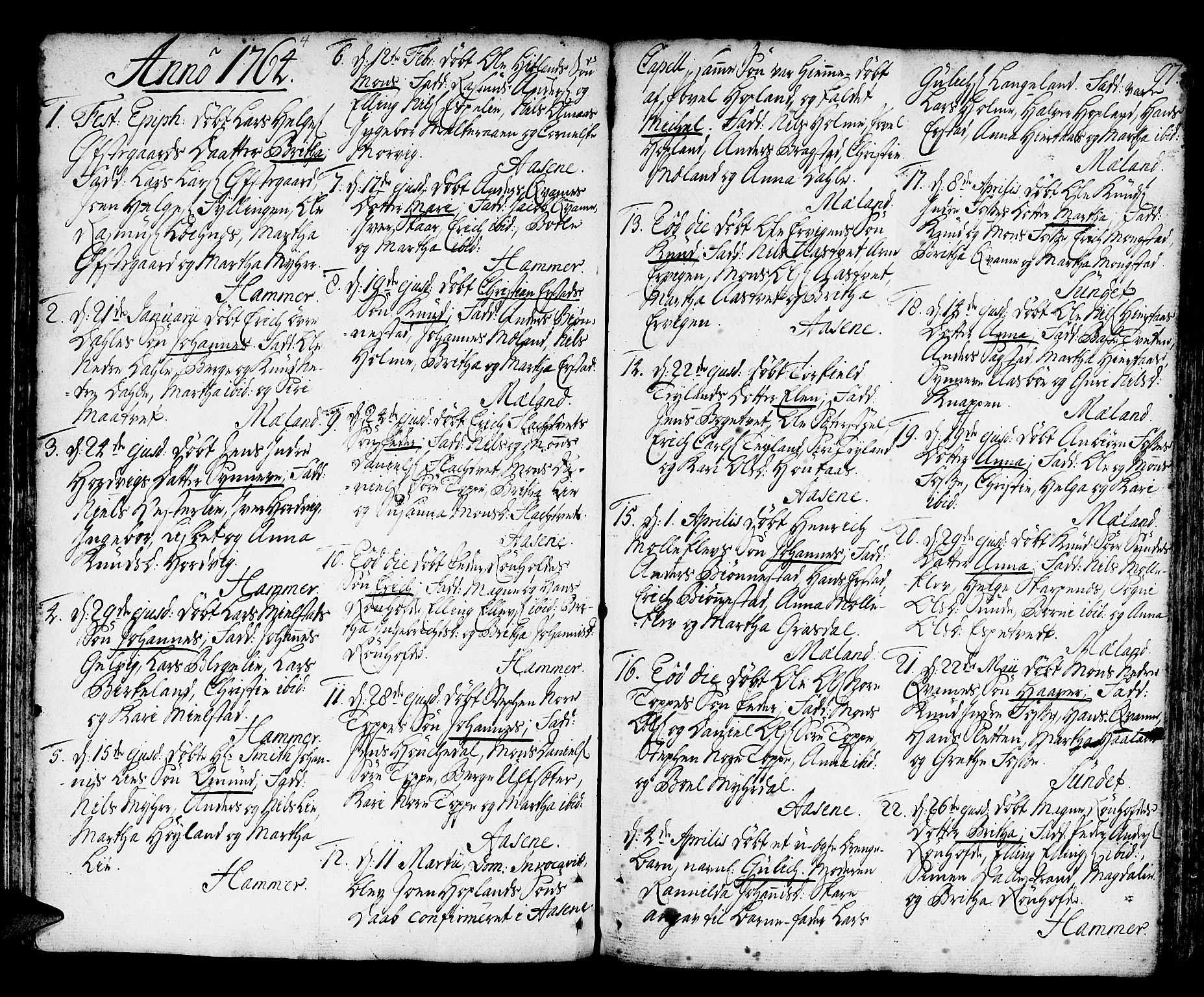 Hamre sokneprestembete, AV/SAB-A-75501/H/Ha/Haa/Haaa/L0007: Parish register (official) no. A 7, 1762-1777, p. 97