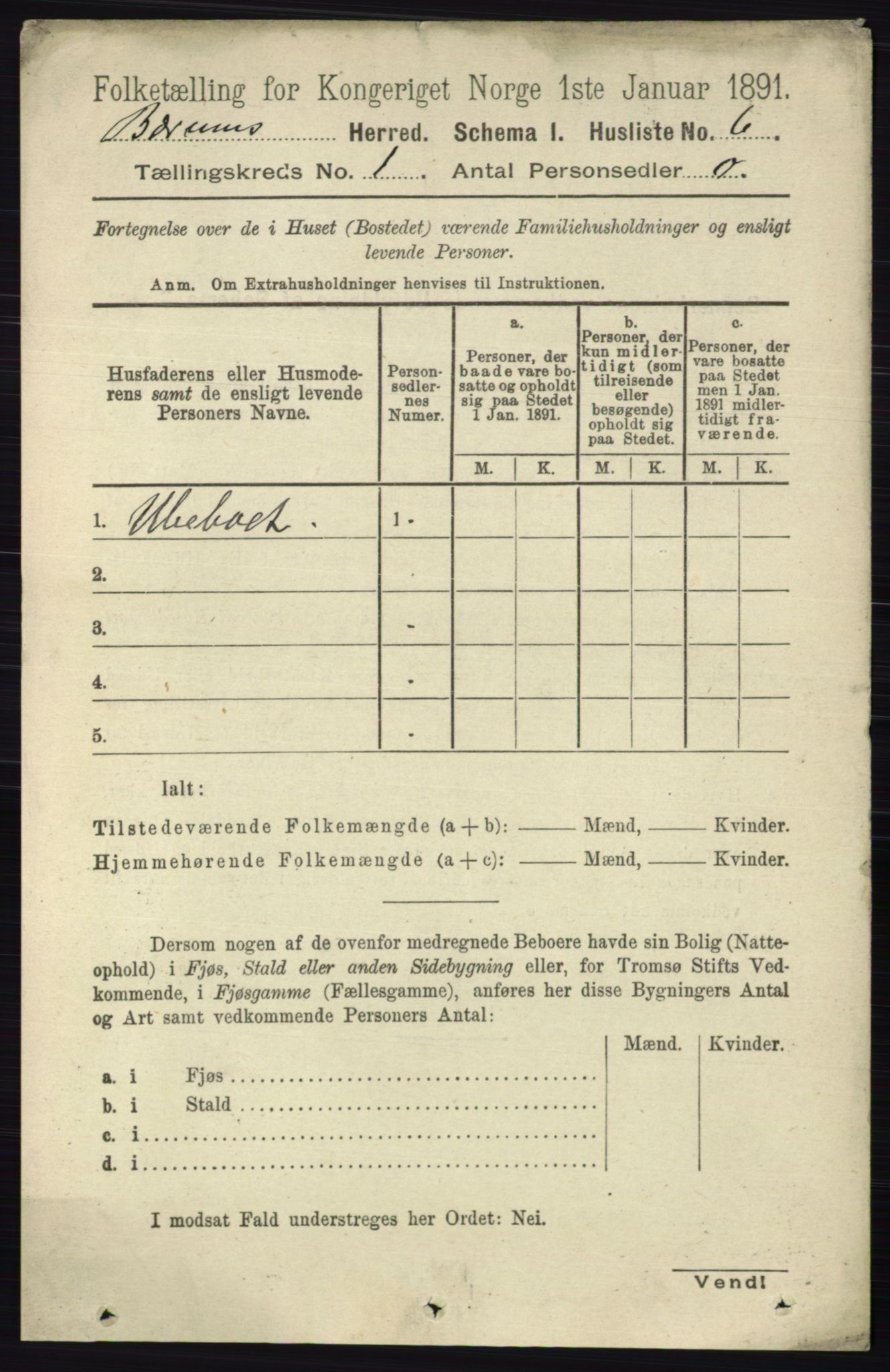 RA, 1891 census for 0219 Bærum, 1891, p. 48