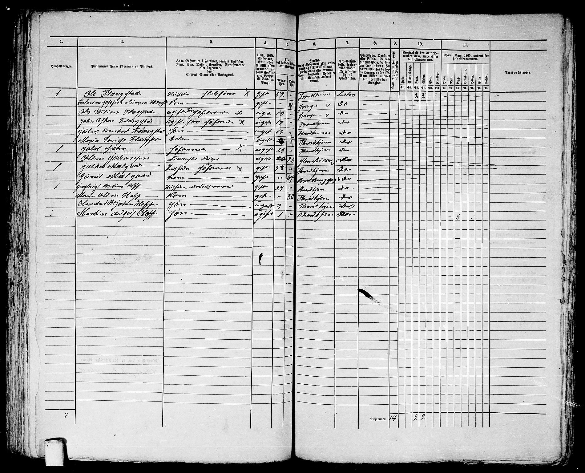 RA, 1865 census for Trondheim, 1865, p. 718