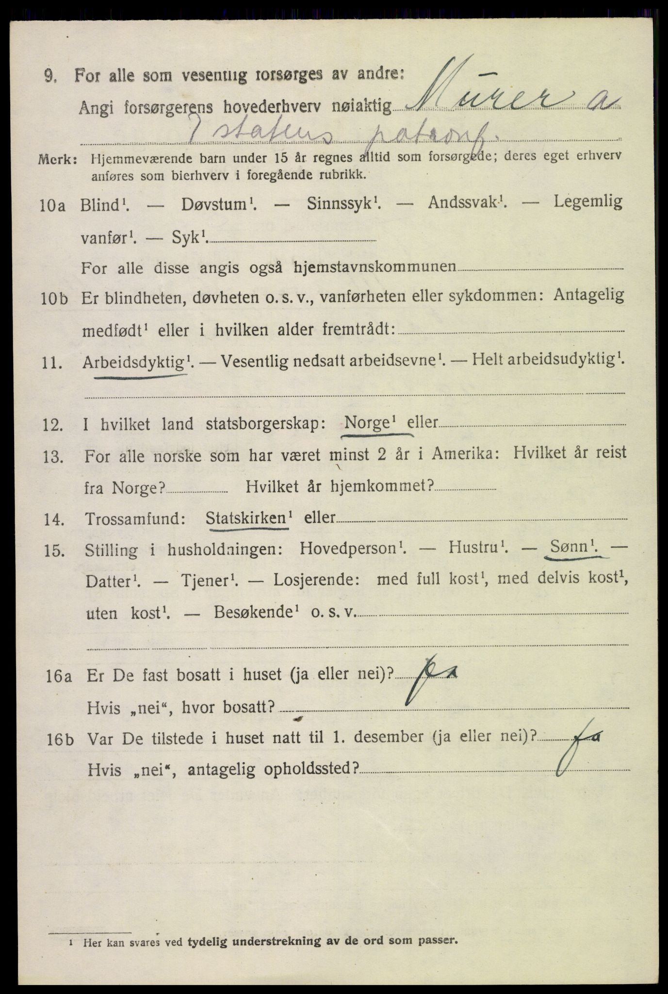 SAH, 1920 census for Vestre Toten, 1920, p. 13001