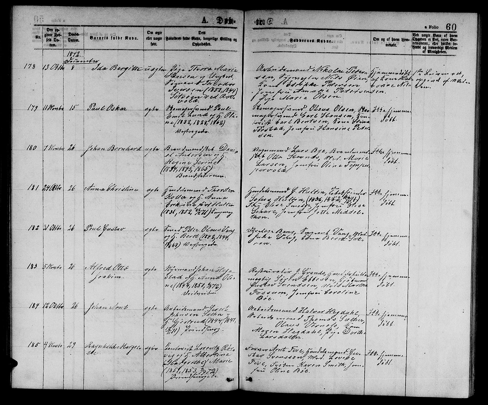 Ministerialprotokoller, klokkerbøker og fødselsregistre - Sør-Trøndelag, SAT/A-1456/601/L0088: Parish register (copy) no. 601C06, 1870-1878, p. 60