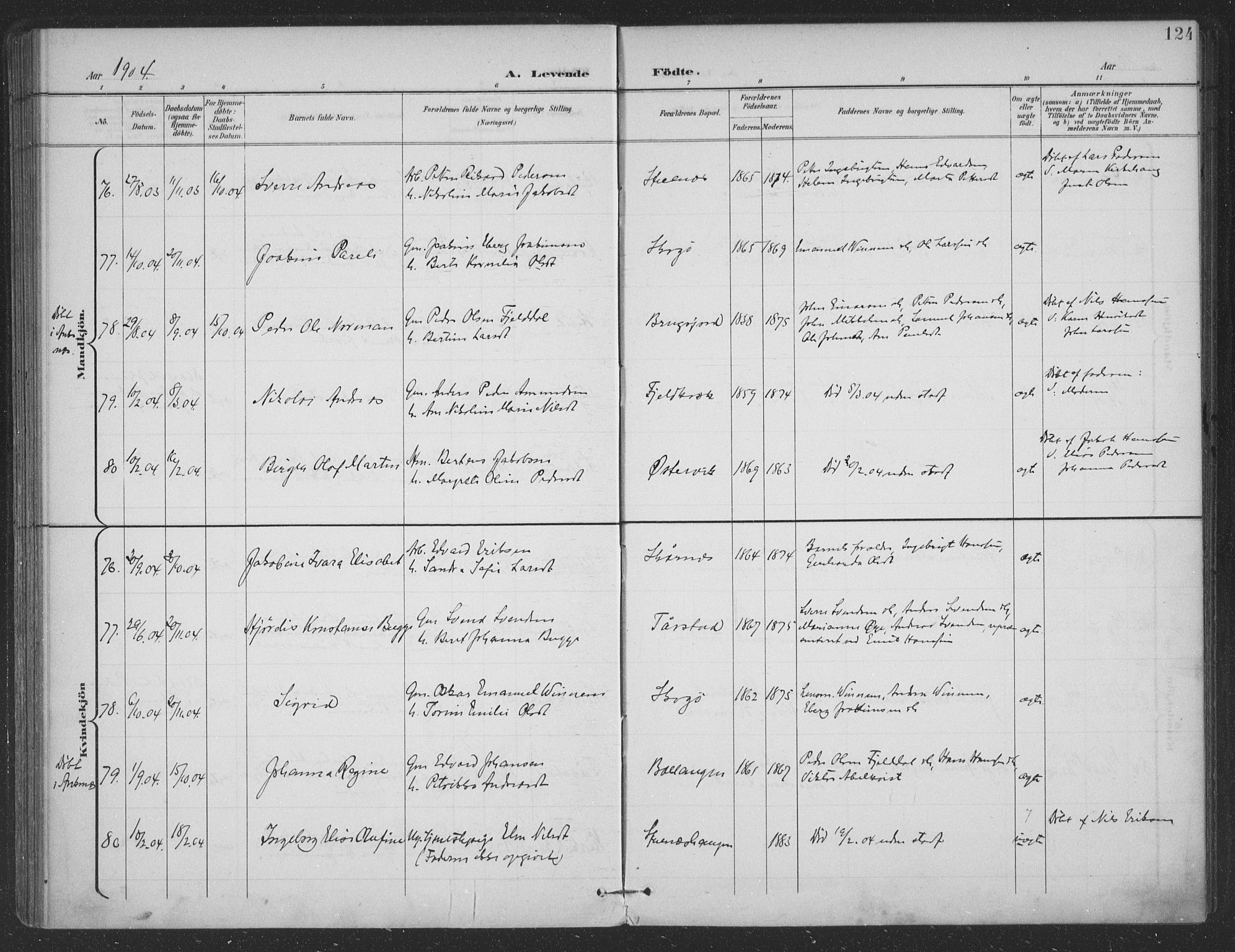 Ministerialprotokoller, klokkerbøker og fødselsregistre - Nordland, AV/SAT-A-1459/863/L0899: Parish register (official) no. 863A11, 1897-1906, p. 124