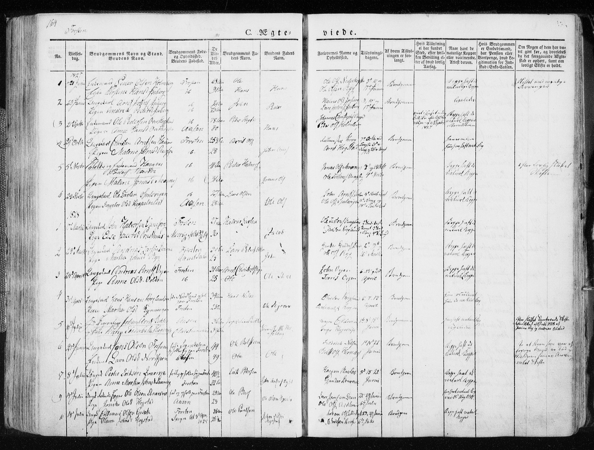 Ministerialprotokoller, klokkerbøker og fødselsregistre - Nord-Trøndelag, SAT/A-1458/713/L0114: Parish register (official) no. 713A05, 1827-1839, p. 164
