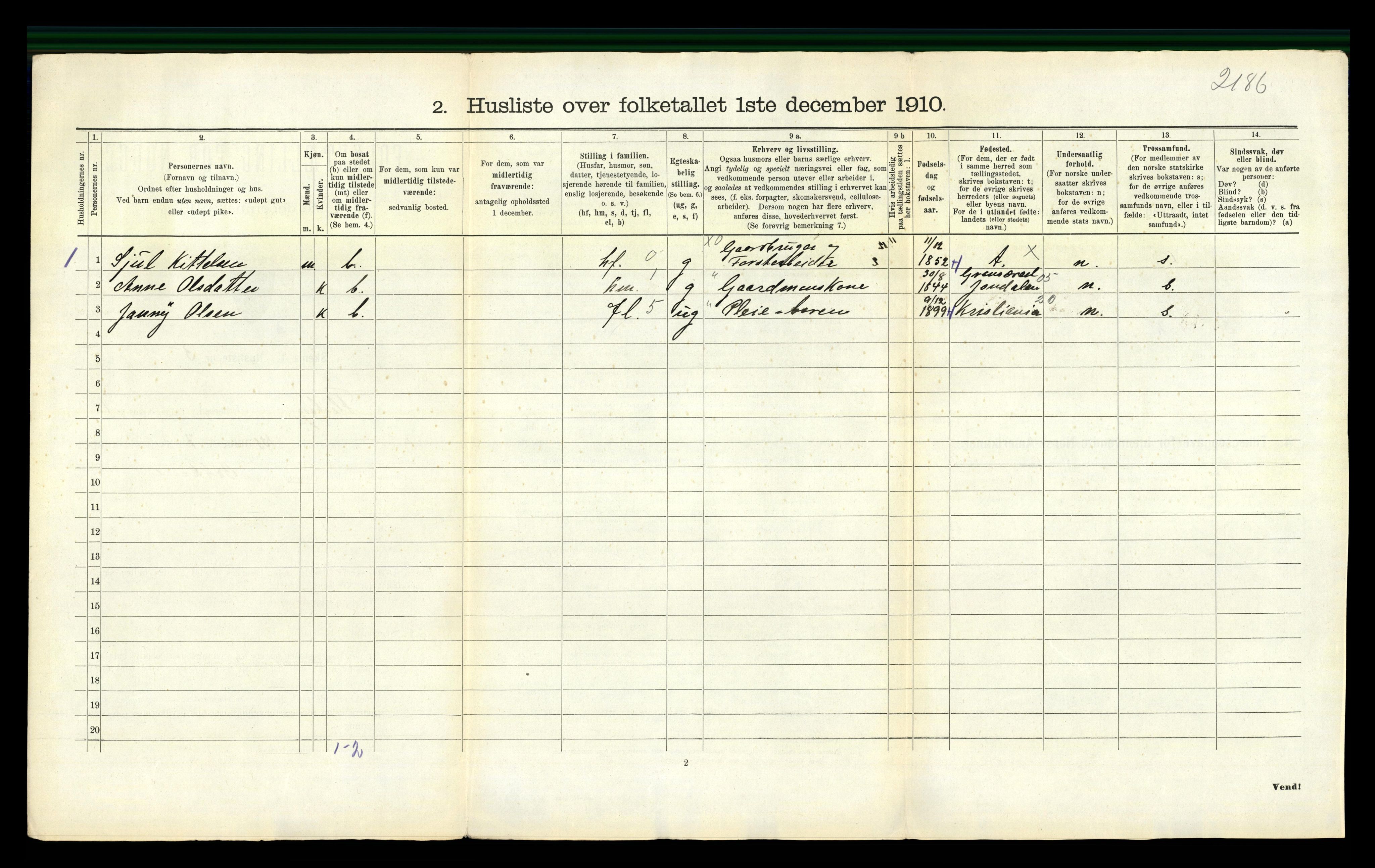 RA, 1910 census for Flesberg, 1910, p. 54