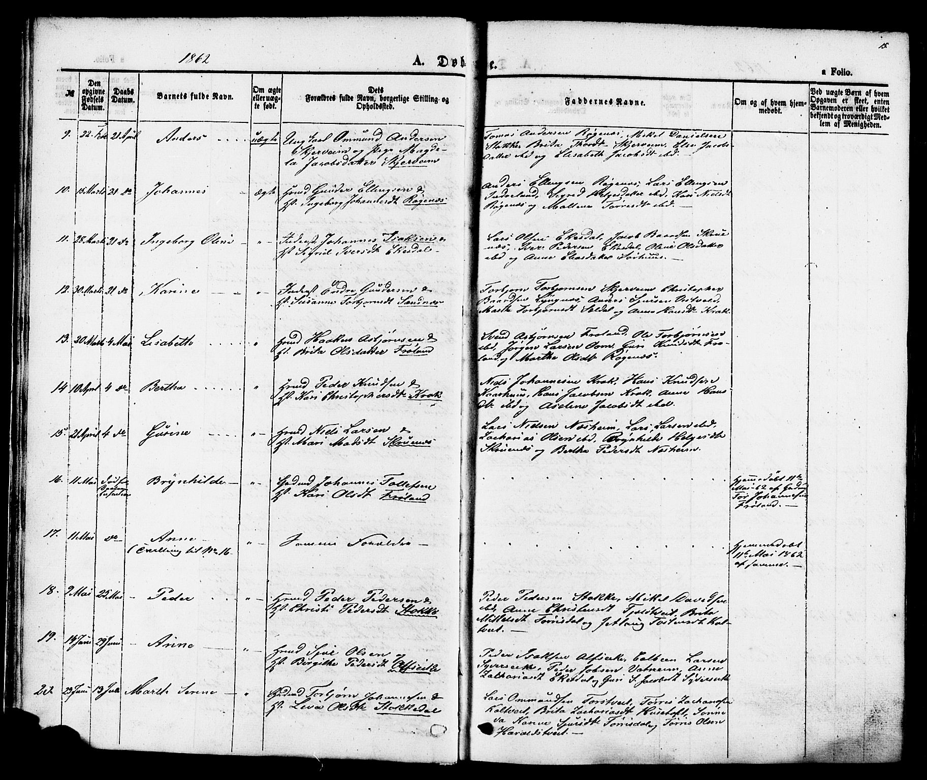 Skjold sokneprestkontor, AV/SAST-A-101847/H/Ha/Haa/L0007: Parish register (official) no. A 7, 1857-1882, p. 15