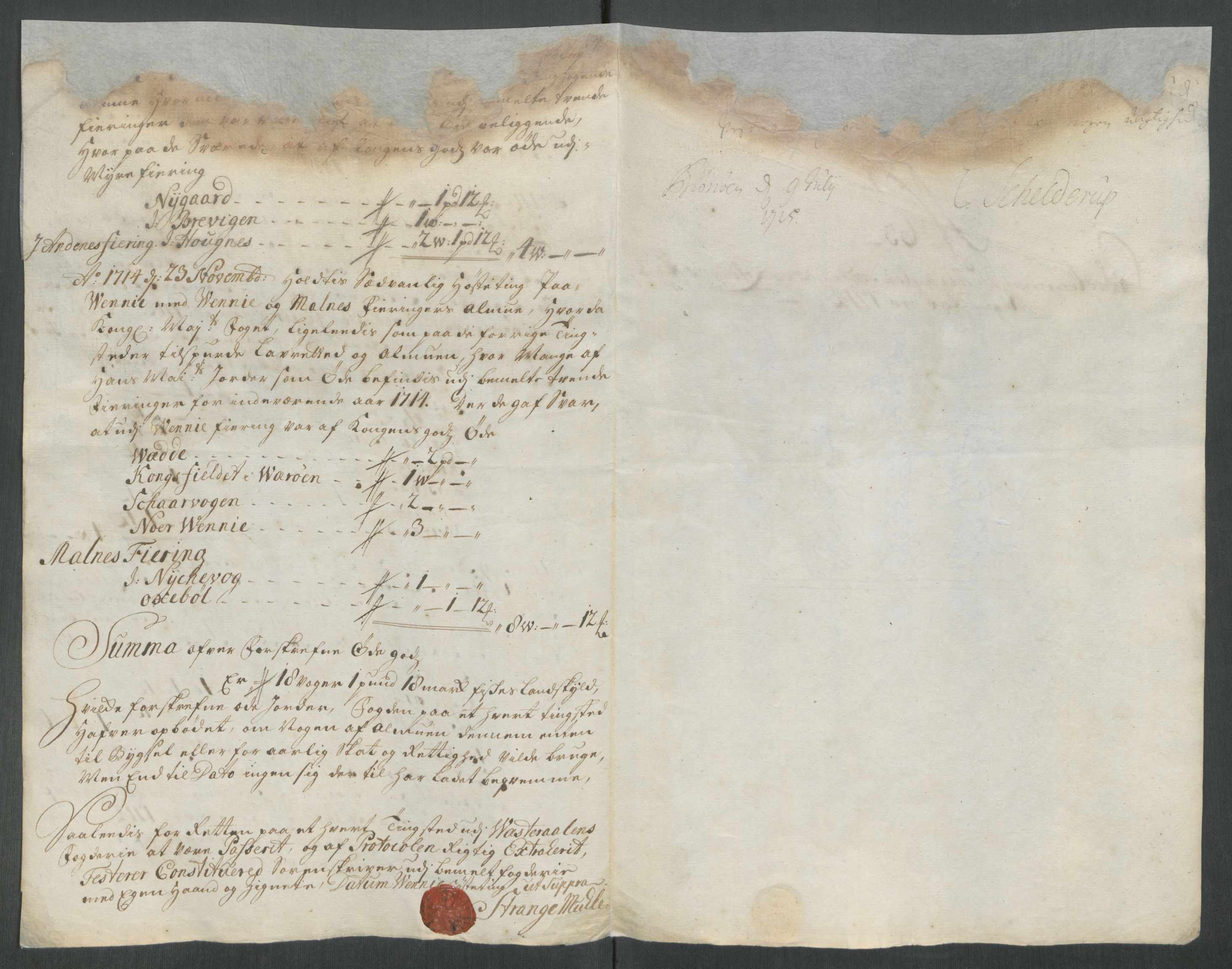 Rentekammeret inntil 1814, Reviderte regnskaper, Fogderegnskap, AV/RA-EA-4092/R67/L4680: Fogderegnskap Vesterålen, Andenes og Lofoten, 1714, p. 291