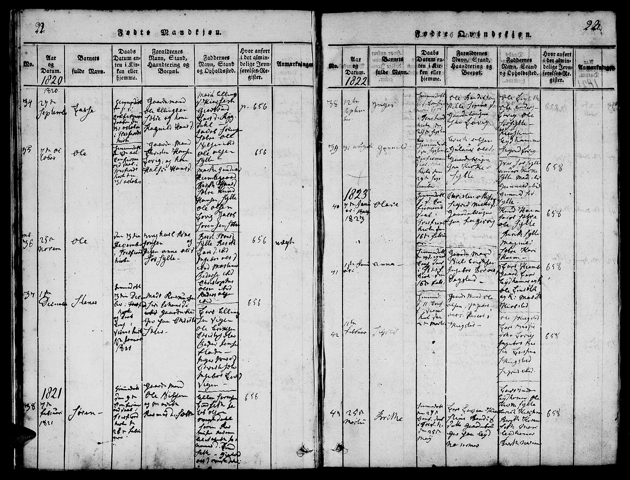 Ministerialprotokoller, klokkerbøker og fødselsregistre - Møre og Romsdal, AV/SAT-A-1454/541/L0544: Parish register (official) no. 541A01, 1818-1847, p. 22-23