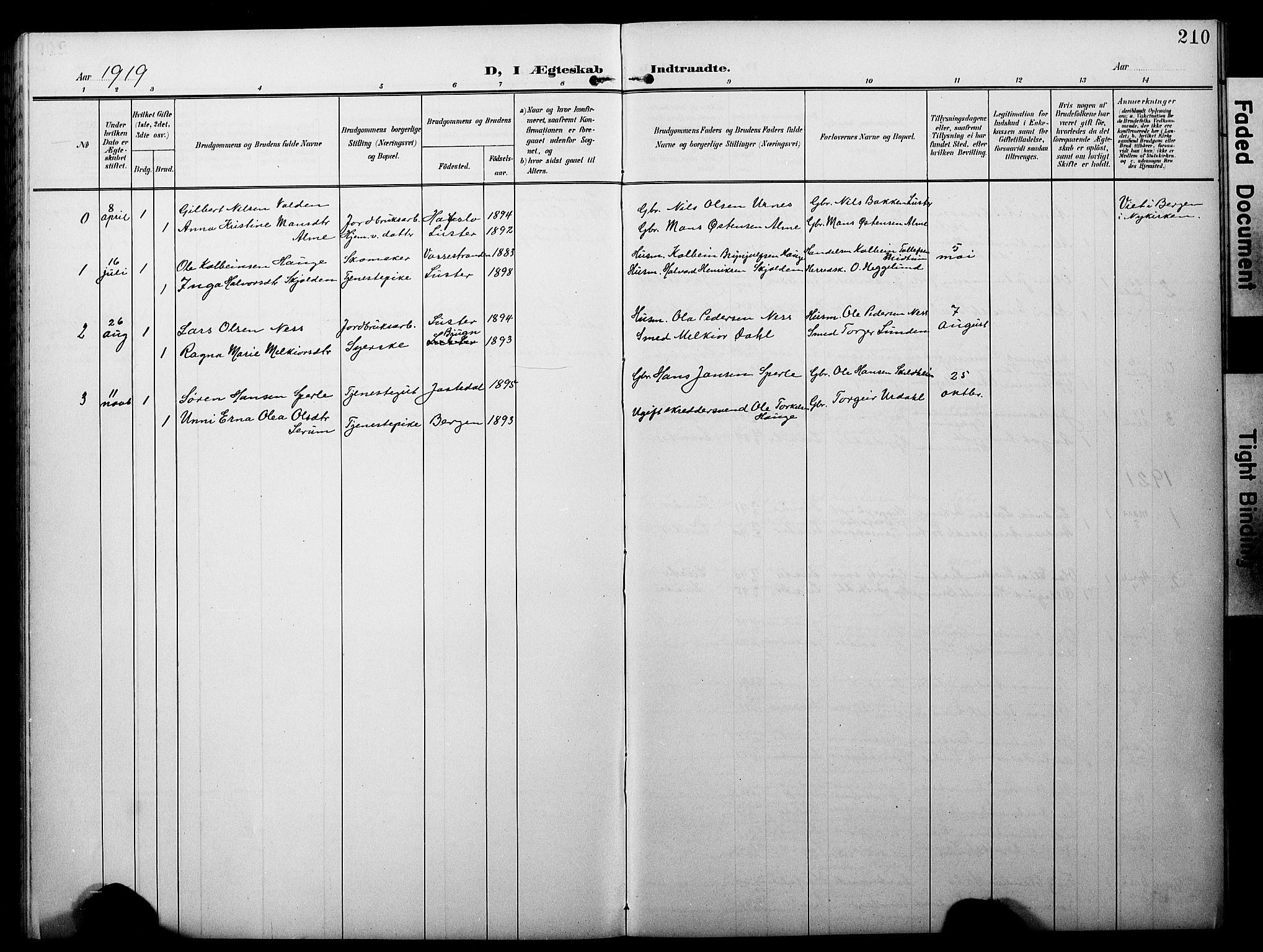 Luster sokneprestembete, AV/SAB-A-81101/H/Hab/Haba/L0001: Parish register (copy) no. A 1, 1903-1930, p. 210