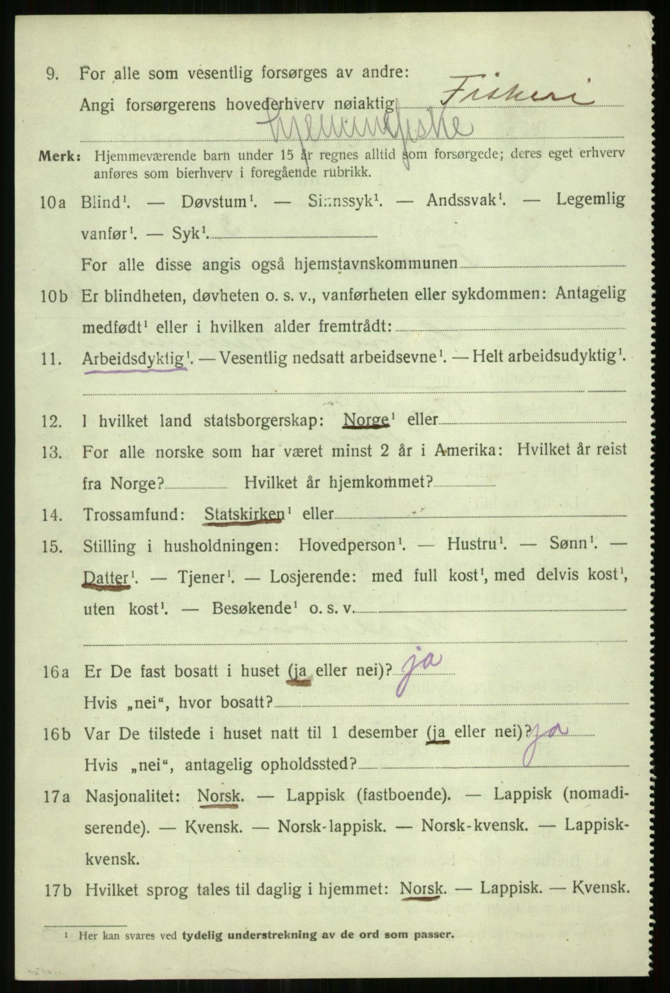 SATØ, 1920 census for Torsken, 1920, p. 553