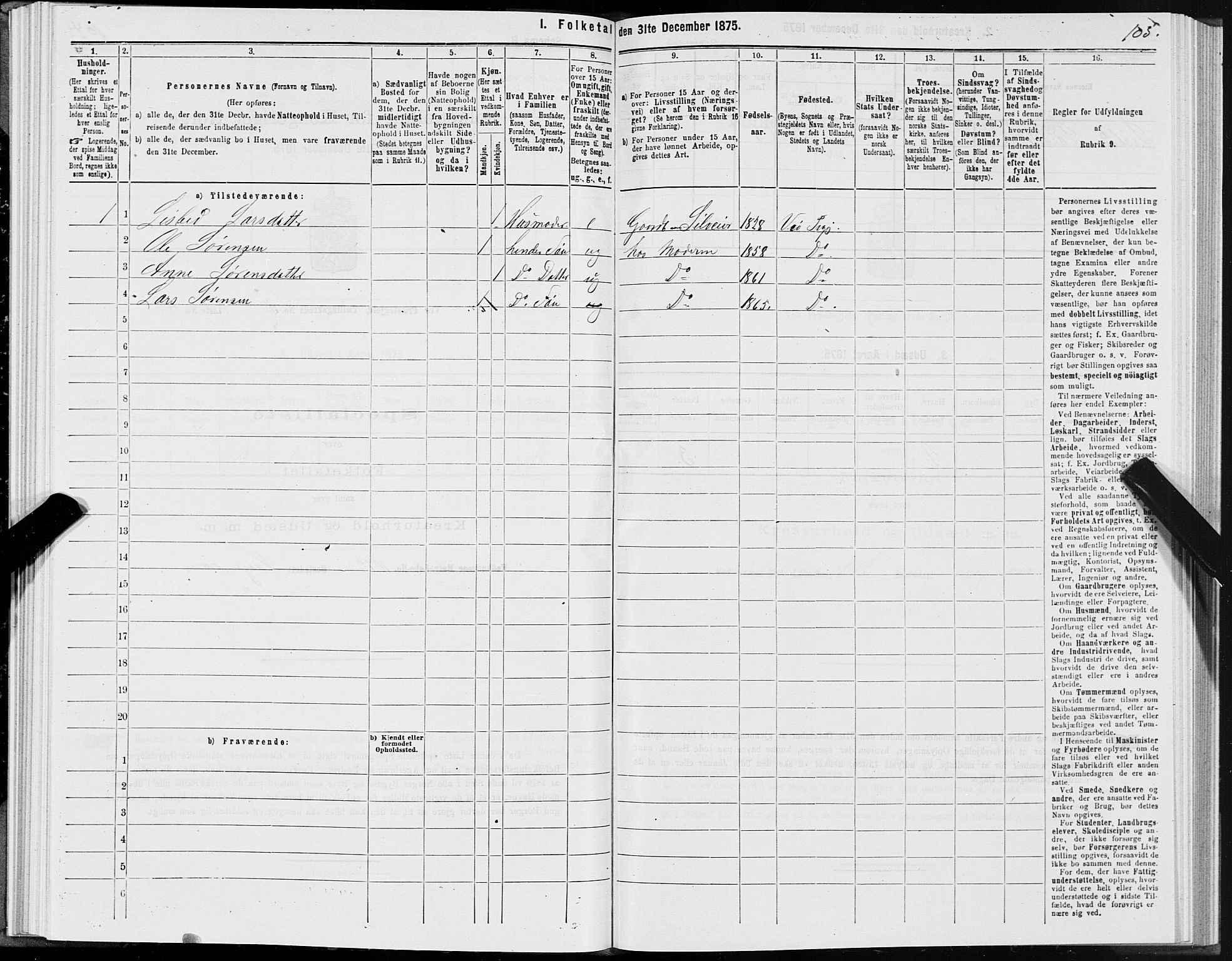 SAT, 1875 census for 1541P Veøy, 1875, p. 3105