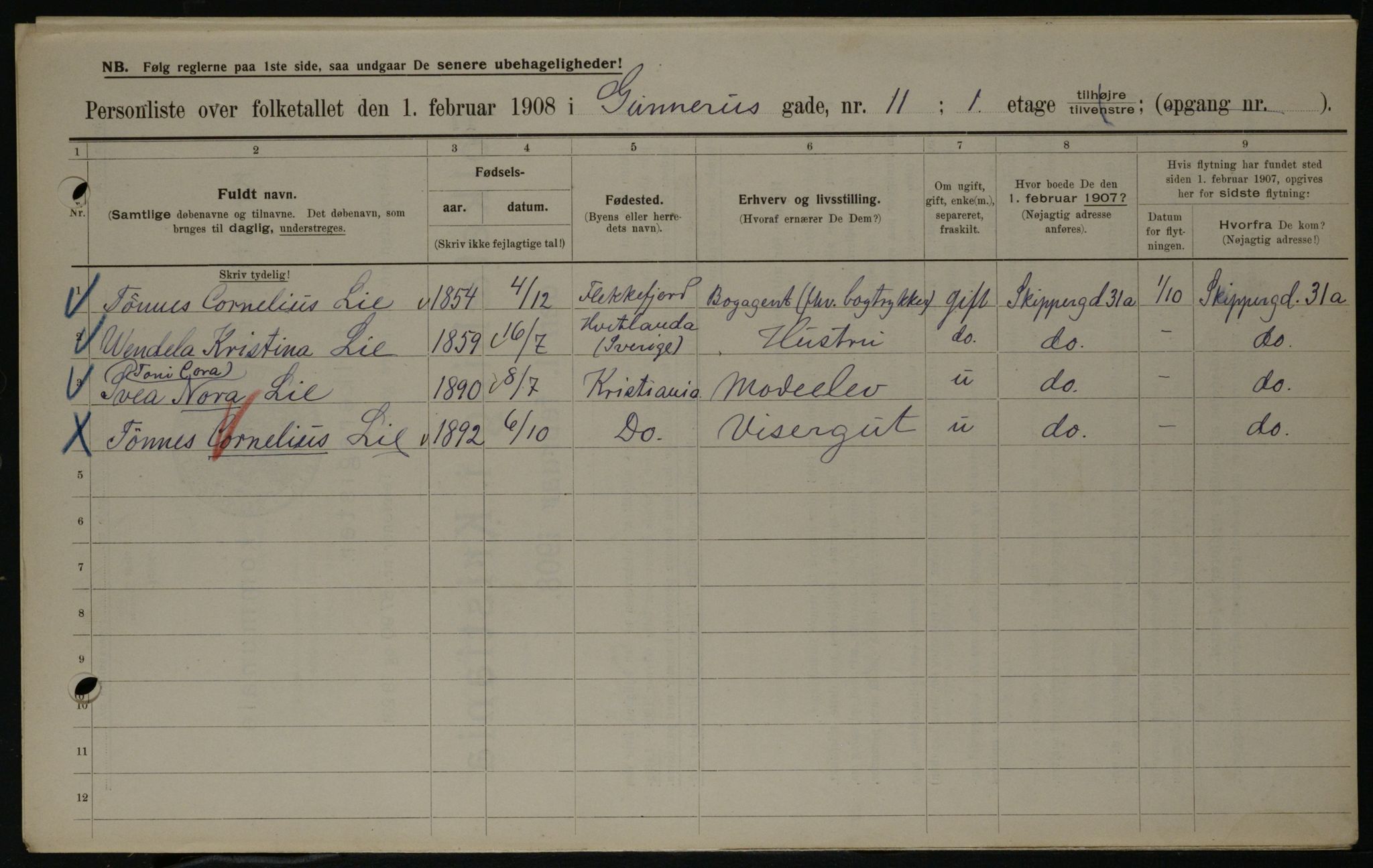 OBA, Municipal Census 1908 for Kristiania, 1908, p. 5179