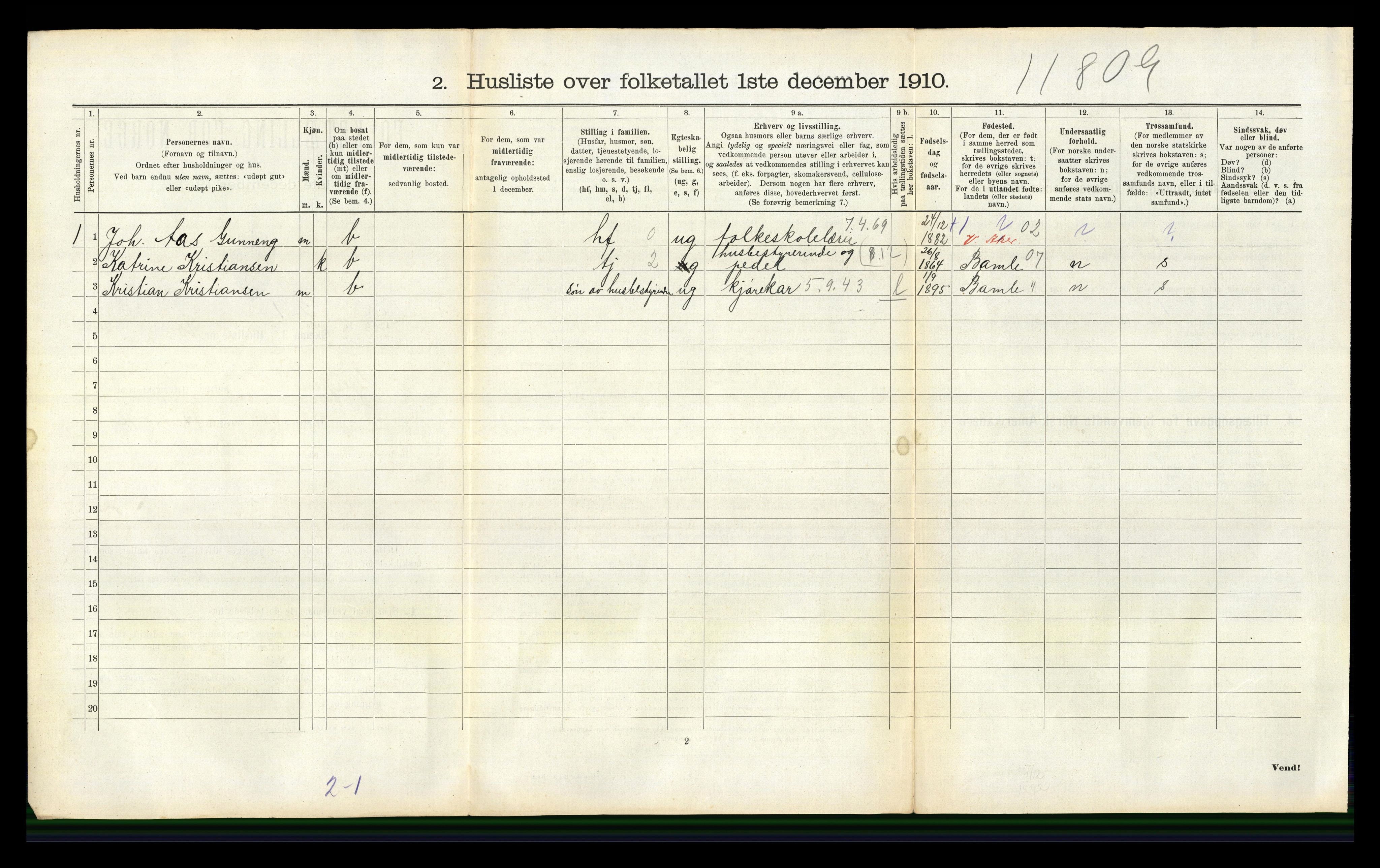 RA, 1910 census for Gjerpen, 1910, p. 1456