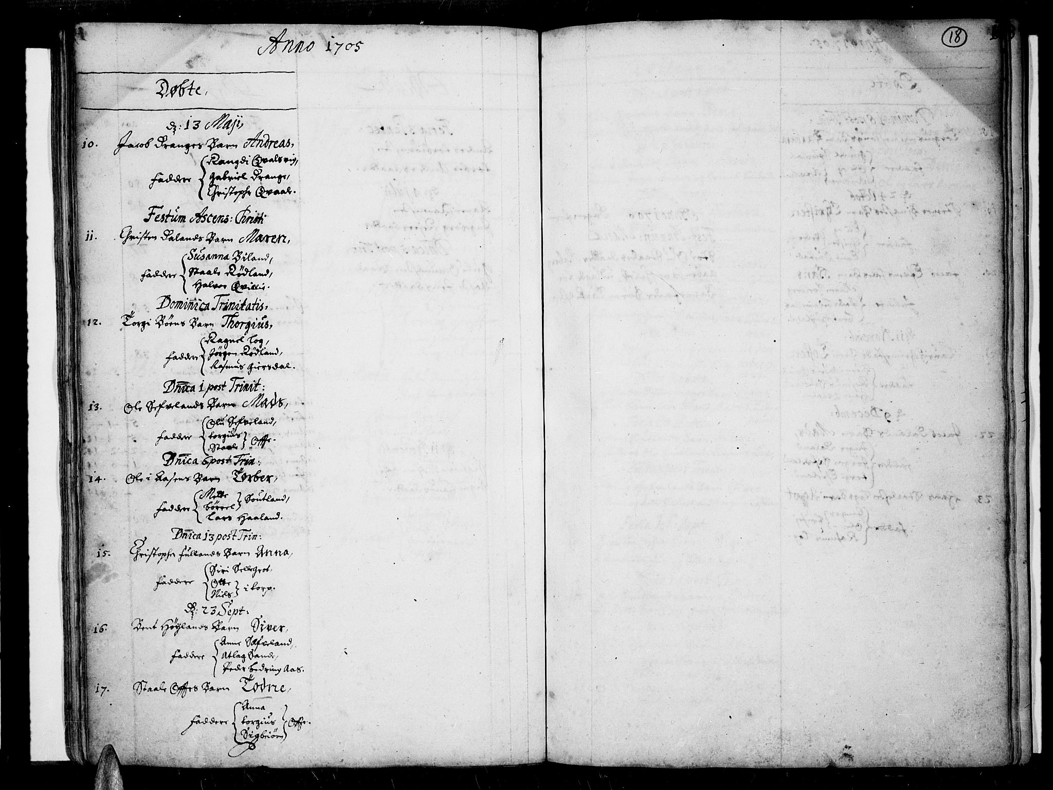 Lista sokneprestkontor, AV/SAK-1111-0027/F/Fa/L0001: Parish register (official) no. A 1 /2, 1693-1714, p. 18
