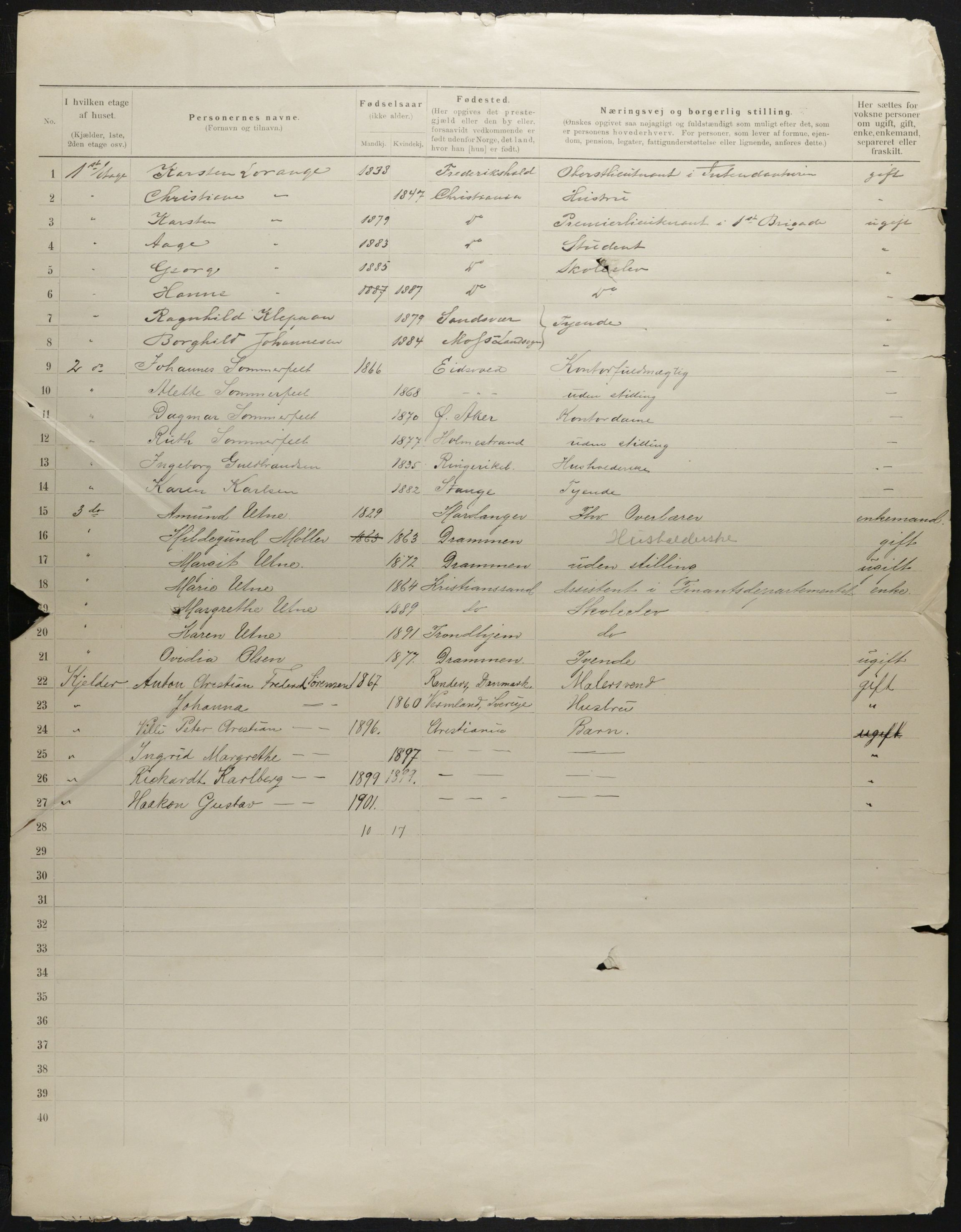 OBA, Municipal Census 1901 for Kristiania, 1901, p. 40