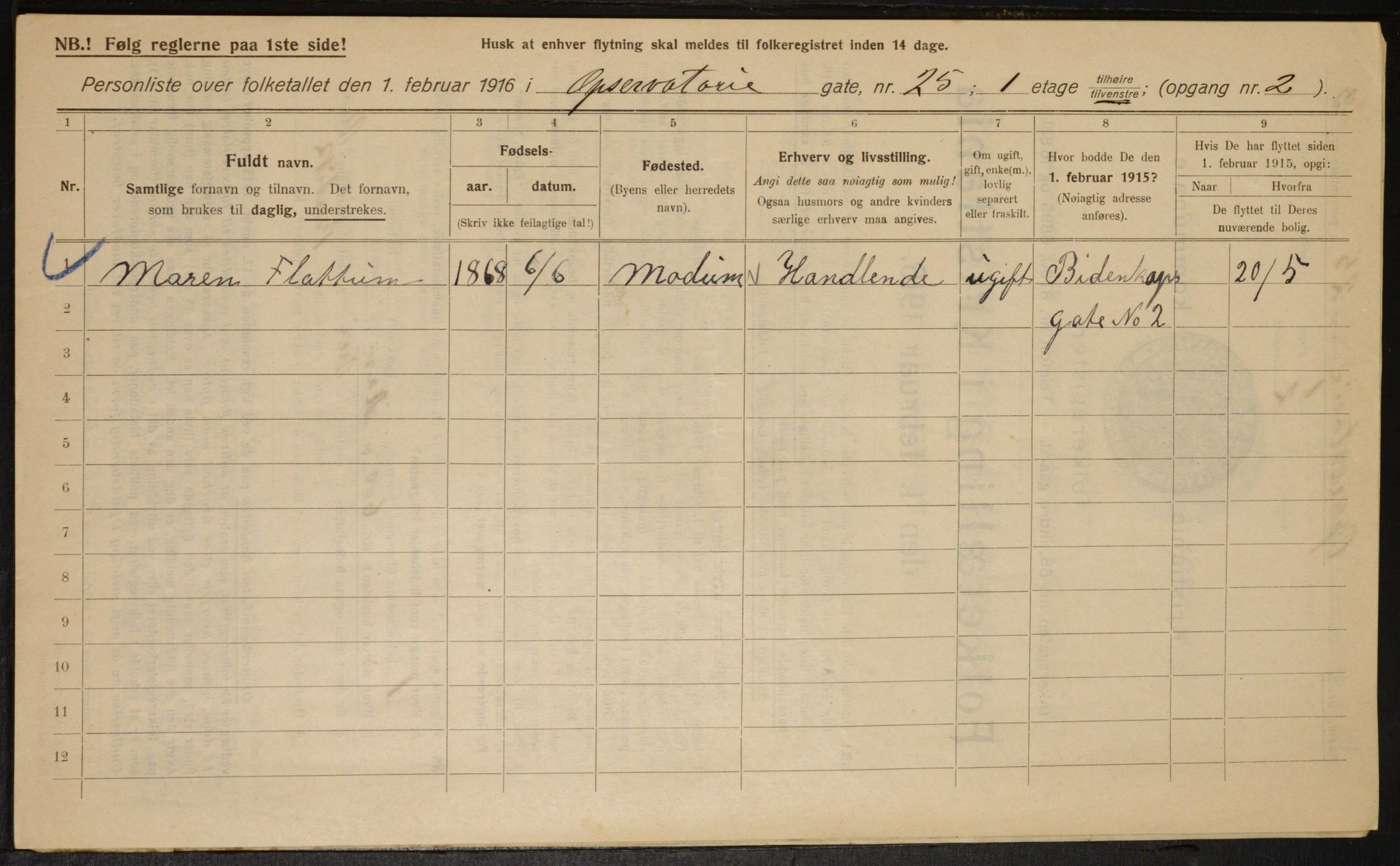 OBA, Municipal Census 1916 for Kristiania, 1916, p. 76144