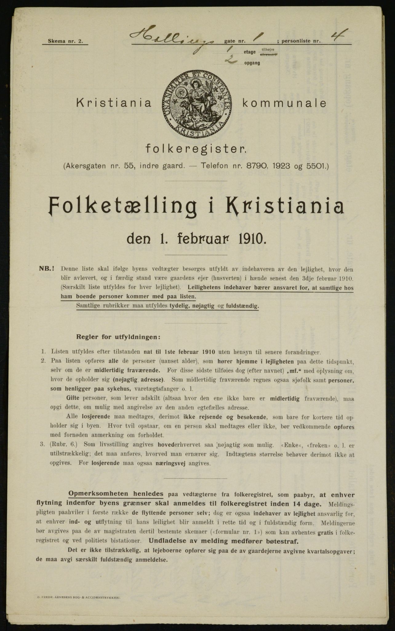 OBA, Municipal Census 1910 for Kristiania, 1910, p. 31989