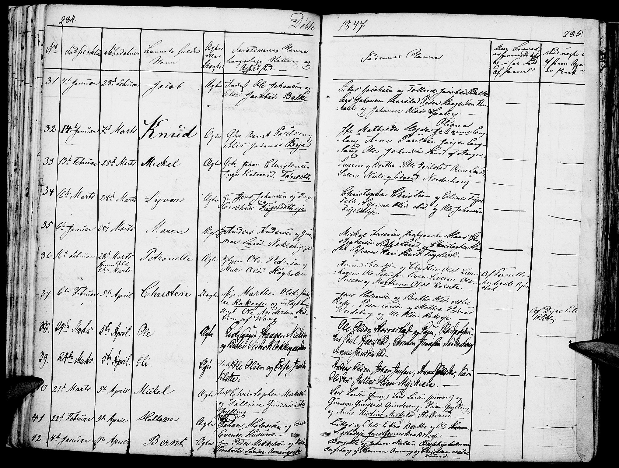 Løten prestekontor, SAH/PREST-022/K/Ka/L0006: Parish register (official) no. 6, 1832-1849, p. 234-235