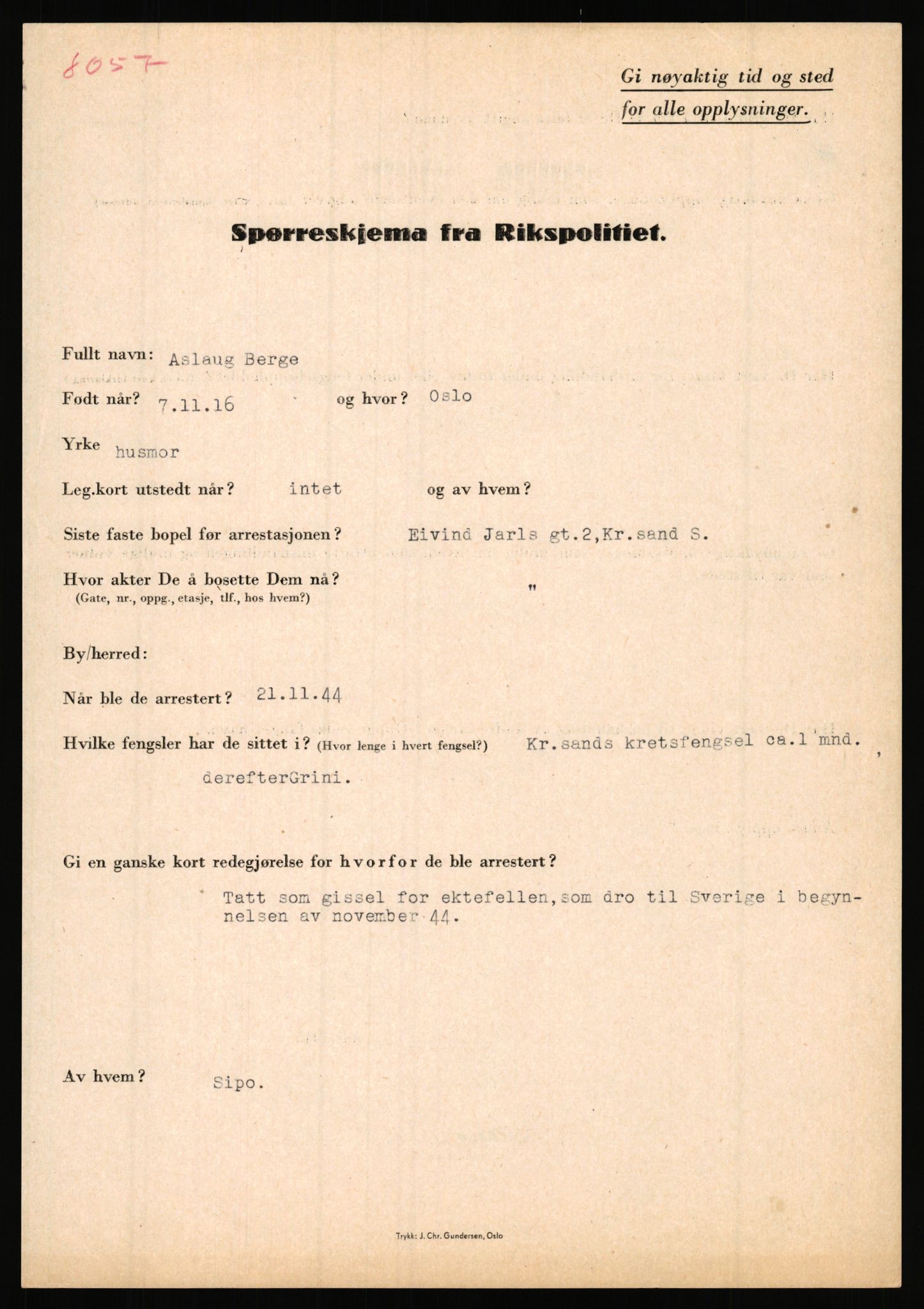 Rikspolitisjefen, AV/RA-S-1560/L/L0002: Berg, Alf - Bråthen, Thorleif, 1940-1945, p. 141