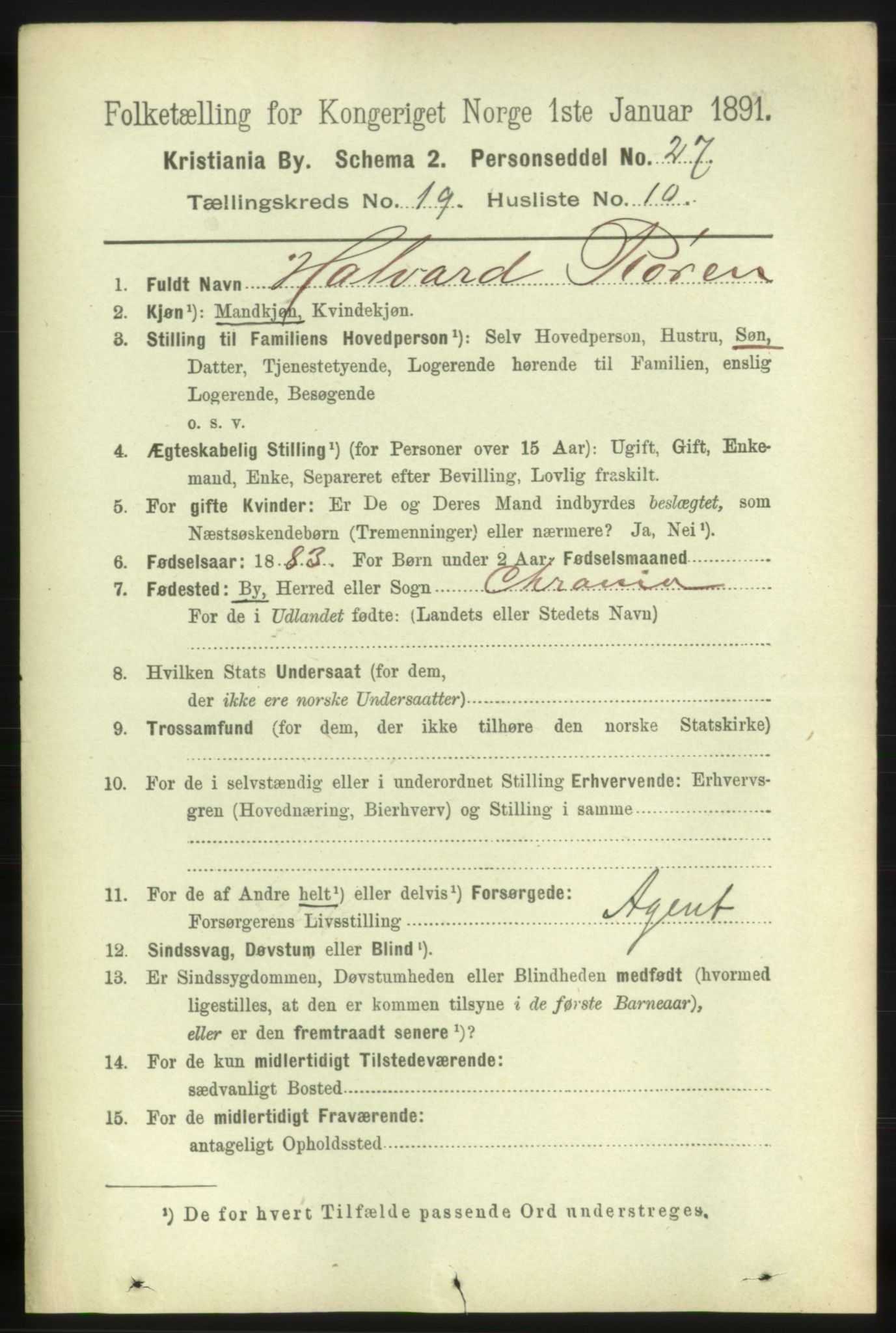 RA, 1891 census for 0301 Kristiania, 1891, p. 9748