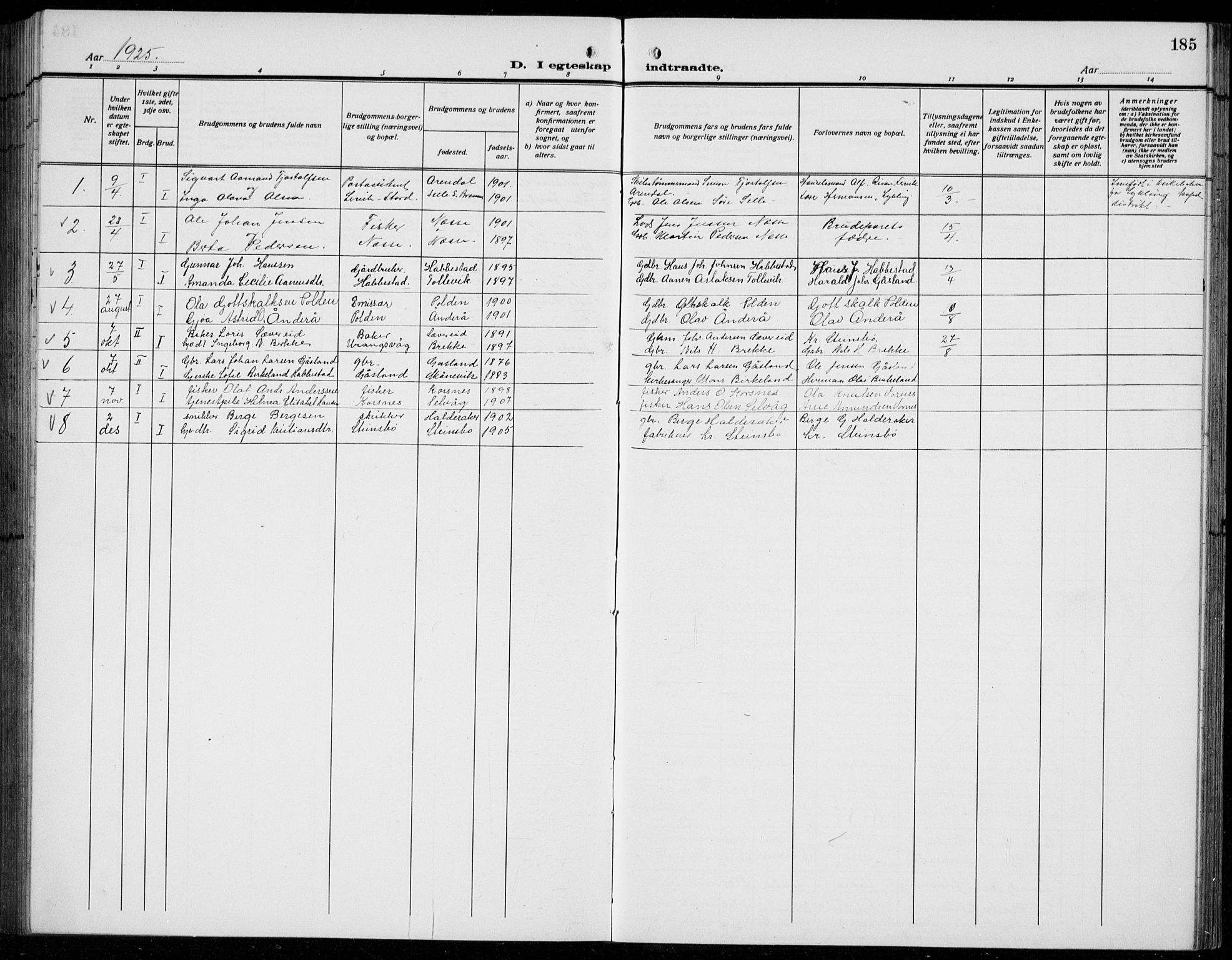 Finnås sokneprestembete, AV/SAB-A-99925/H/Ha/Hab/Habb/L0006: Parish register (copy) no. B 6, 1920-1936, p. 185