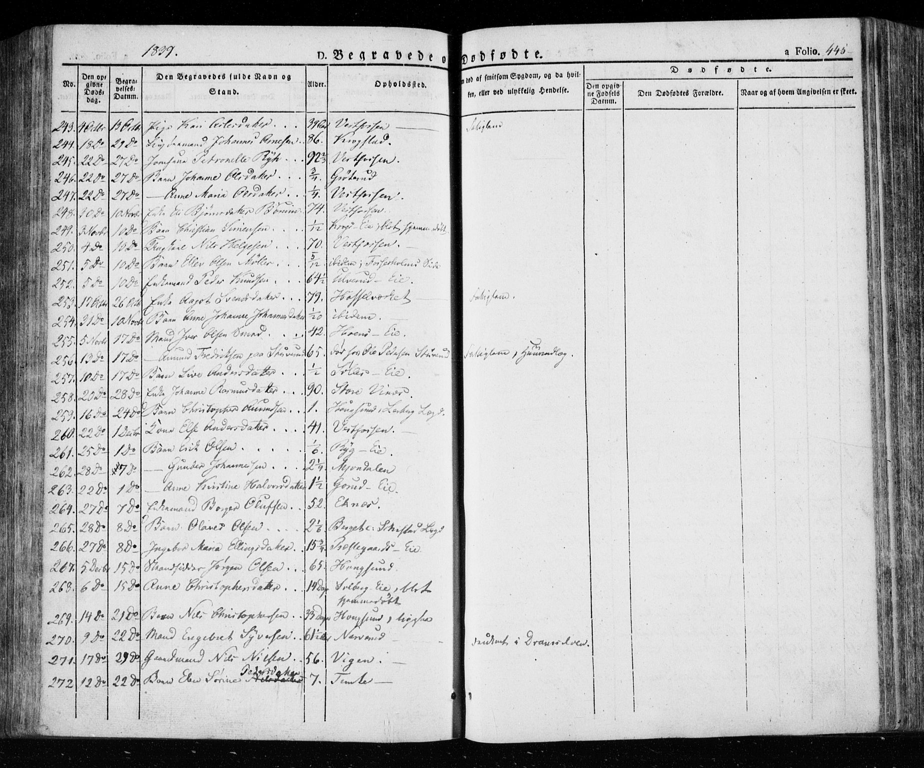 Eiker kirkebøker, SAKO/A-4/F/Fa/L0013a: Parish register (official) no. I 13A, 1832-1845, p. 445
