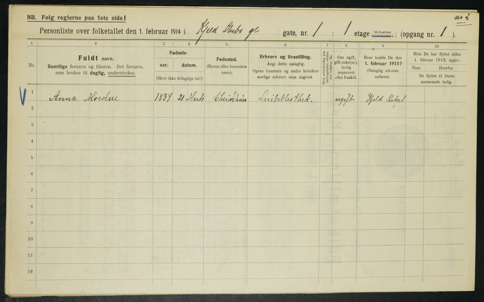 OBA, Municipal Census 1914 for Kristiania, 1914, p. 51431