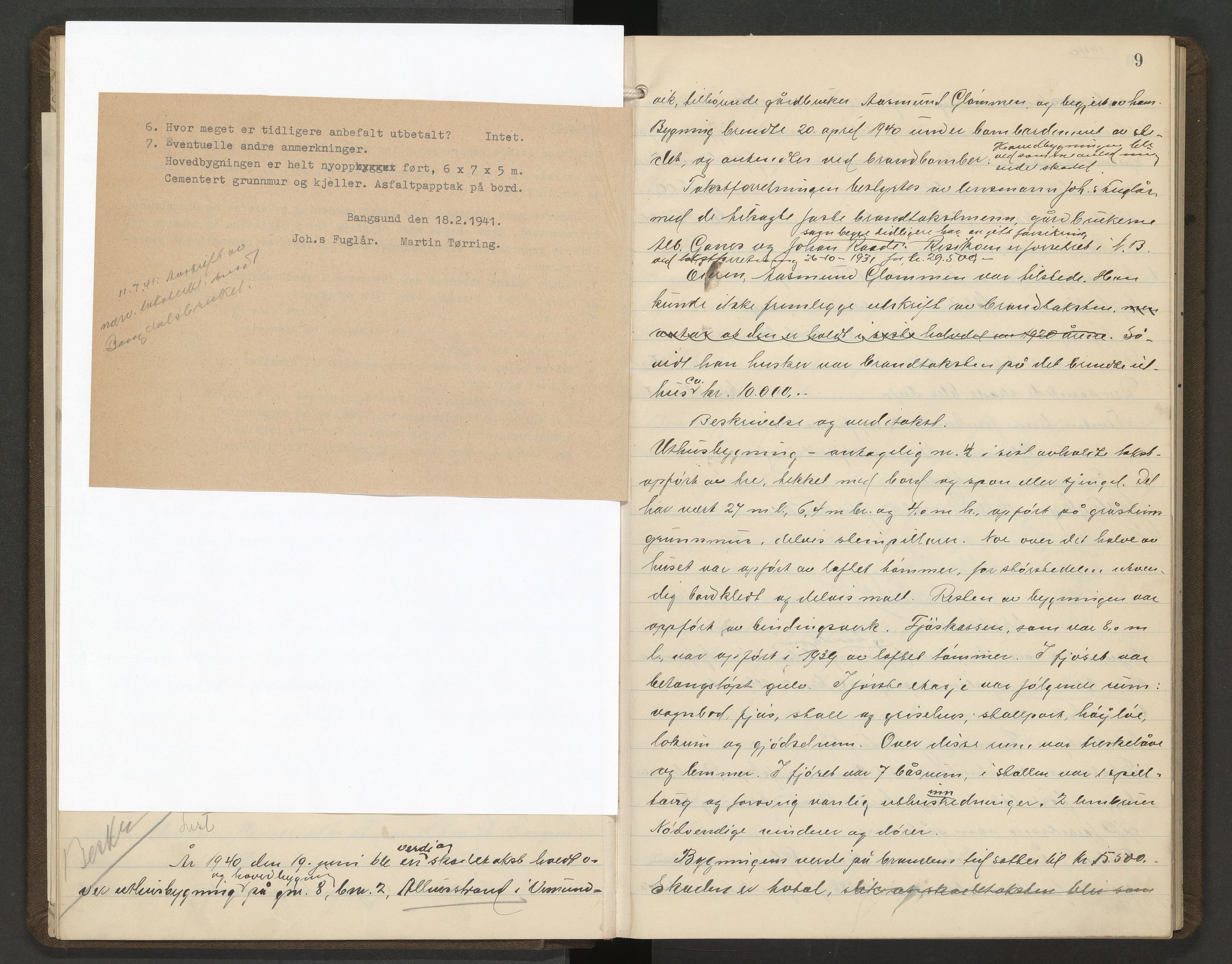 Norges Brannkasse Namsos, AV/SAT-A-5596/Fa/L0001: Branntakstprotokoll, 1940-1953