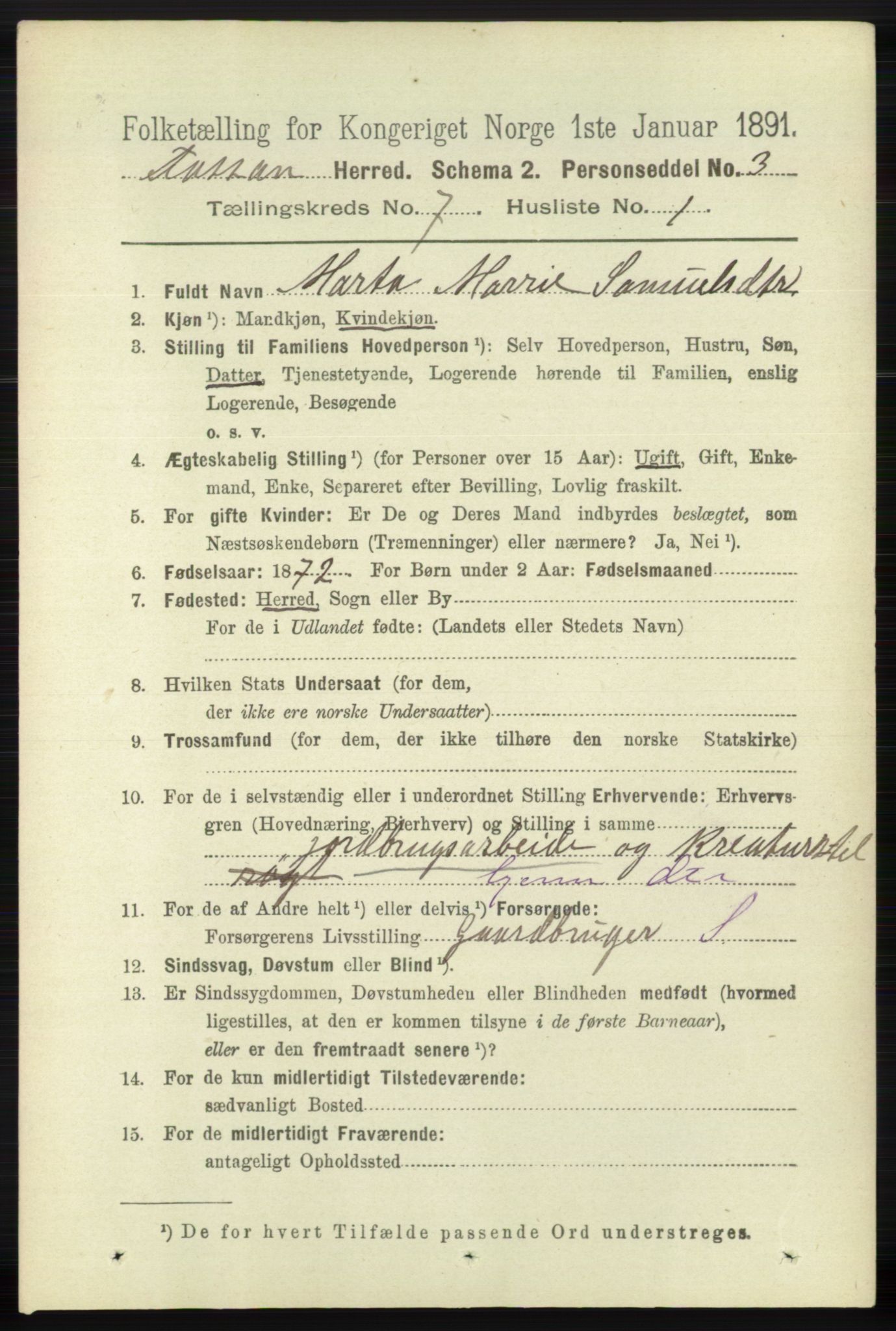 RA, 1891 census for 1129 Forsand, 1891, p. 1209