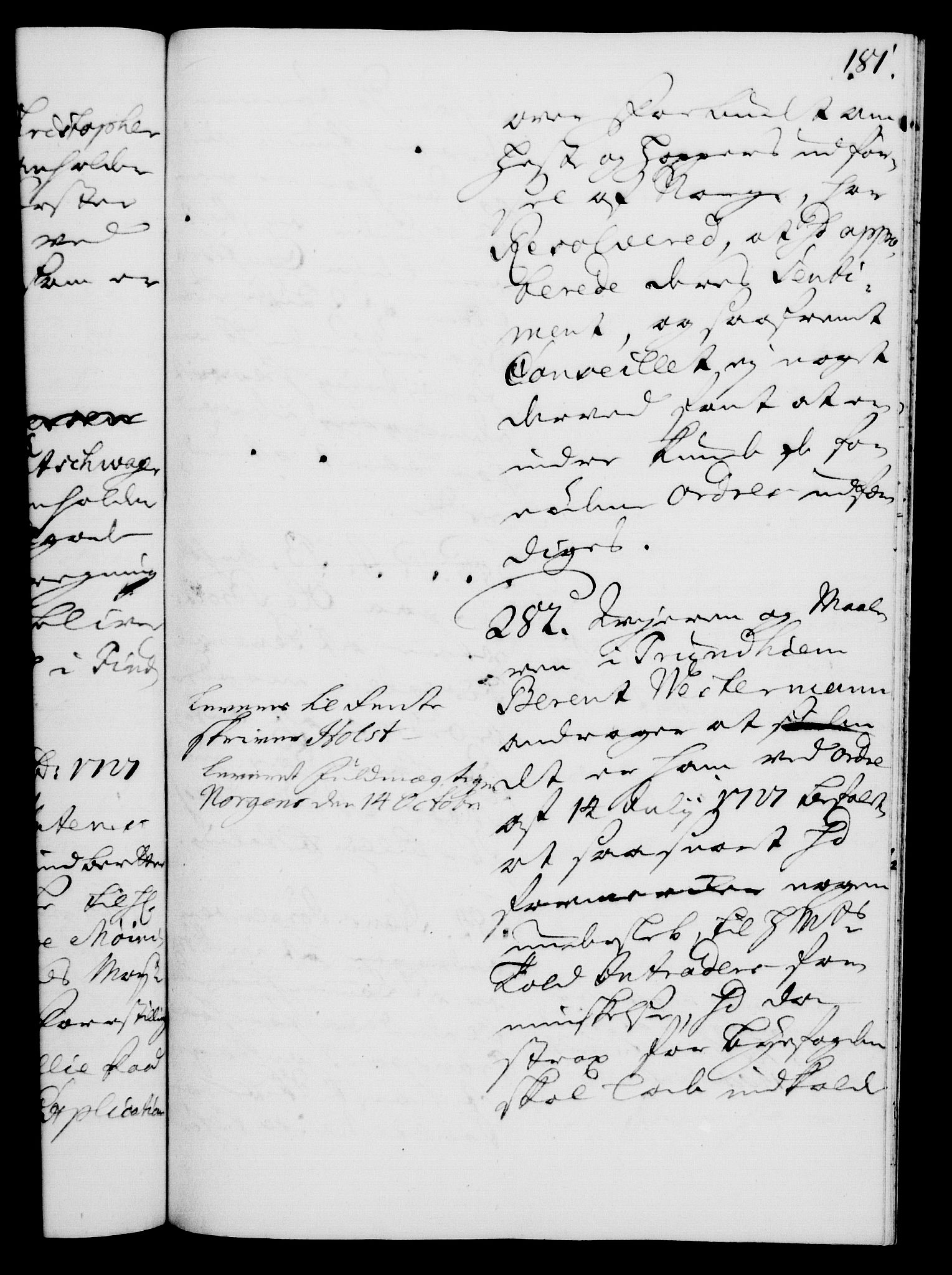 Rentekammeret, Kammerkanselliet, RA/EA-3111/G/Gh/Gha/L0009: Norsk ekstraktmemorialprotokoll (merket RK 53.54), 1726-1728, p. 181