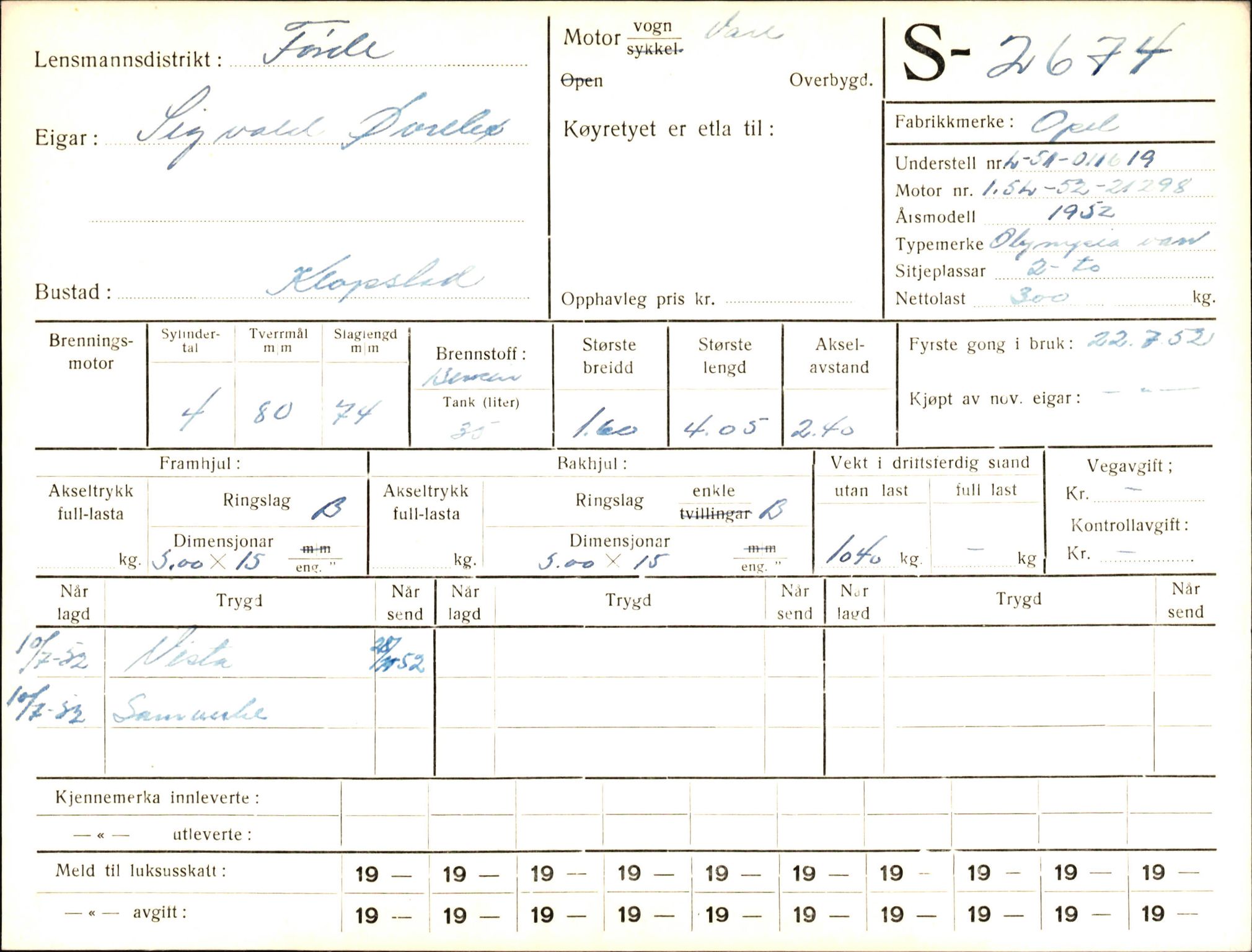 Statens vegvesen, Sogn og Fjordane vegkontor, AV/SAB-A-5301/4/F/L0004: Registerkort utmeldte Fjordane S2500-2700, S7200-7899, 1930-1961, p. 225