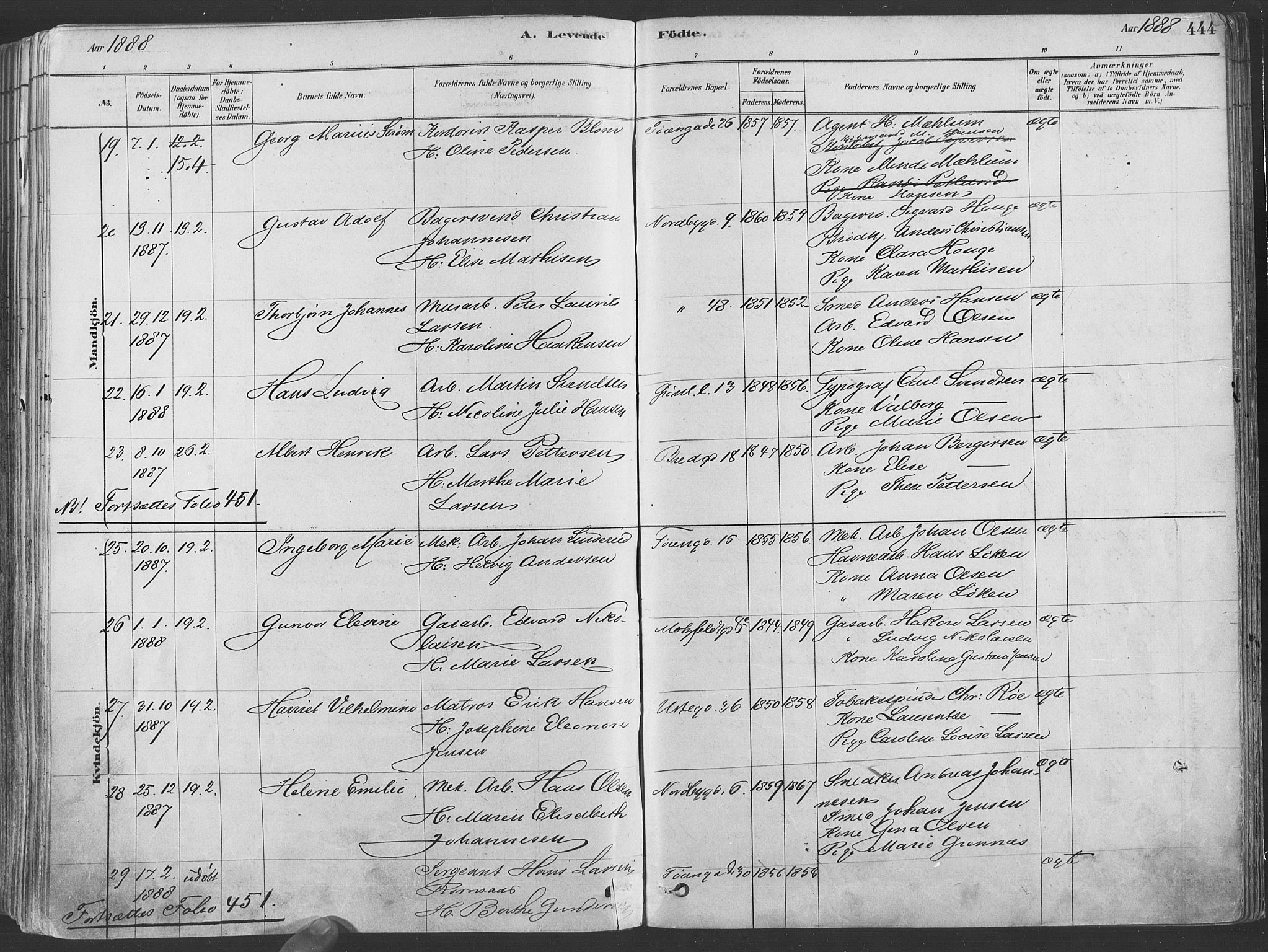 Grønland prestekontor Kirkebøker, SAO/A-10848/F/Fa/L0007: Parish register (official) no. 7, 1878-1888, p. 444