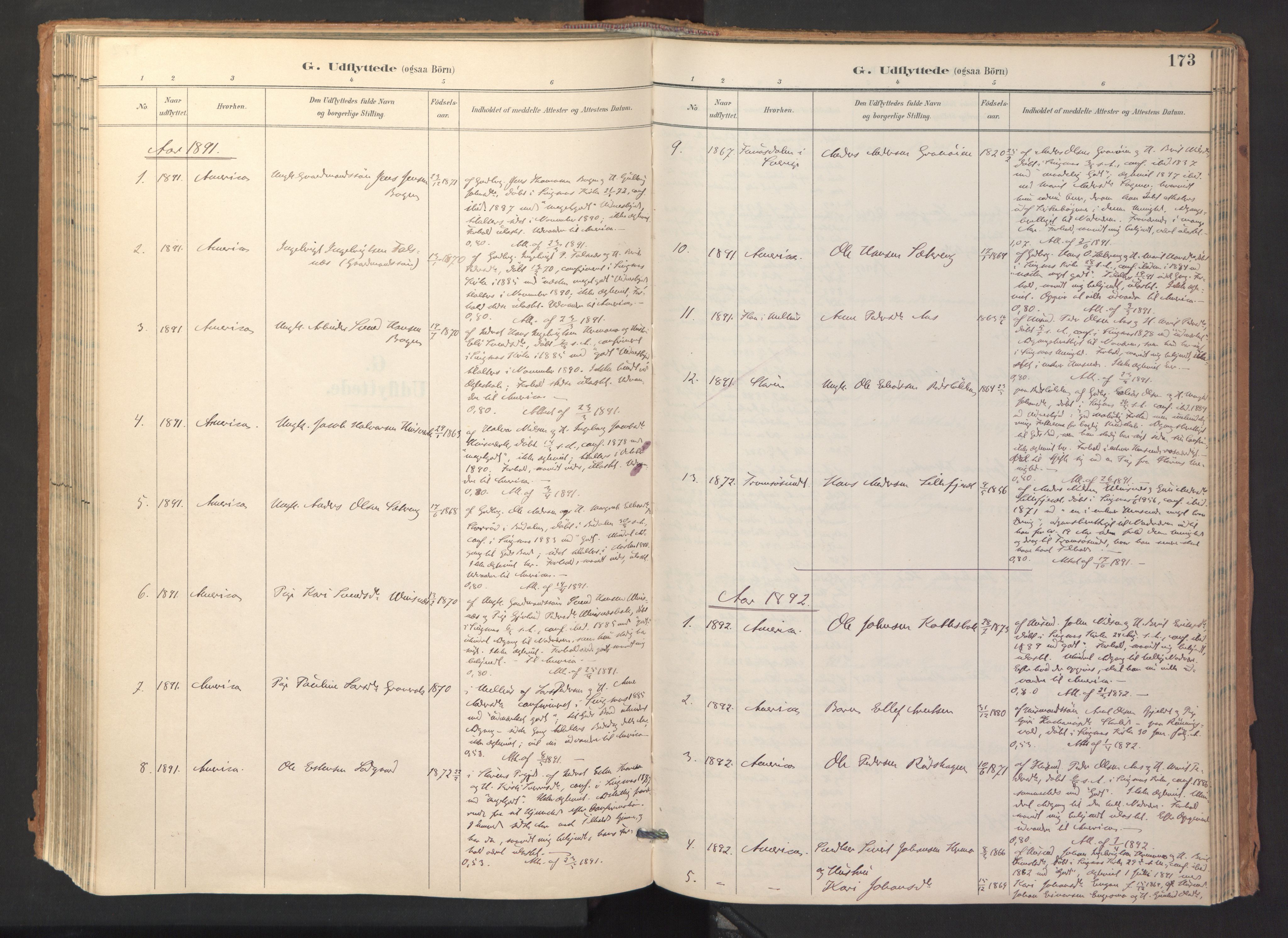 Ministerialprotokoller, klokkerbøker og fødselsregistre - Sør-Trøndelag, SAT/A-1456/688/L1025: Parish register (official) no. 688A02, 1891-1909, p. 173