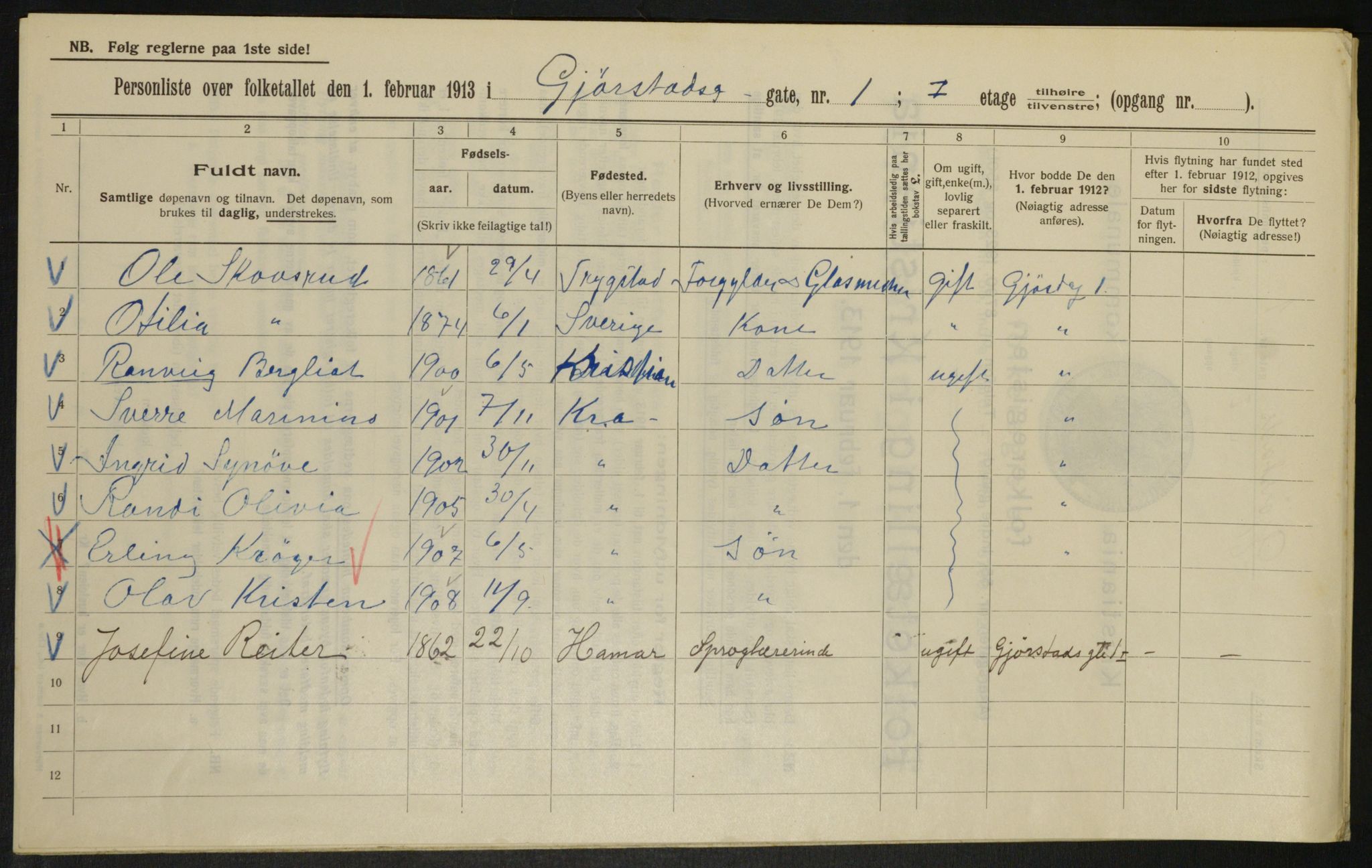 OBA, Municipal Census 1913 for Kristiania, 1913, p. 29393