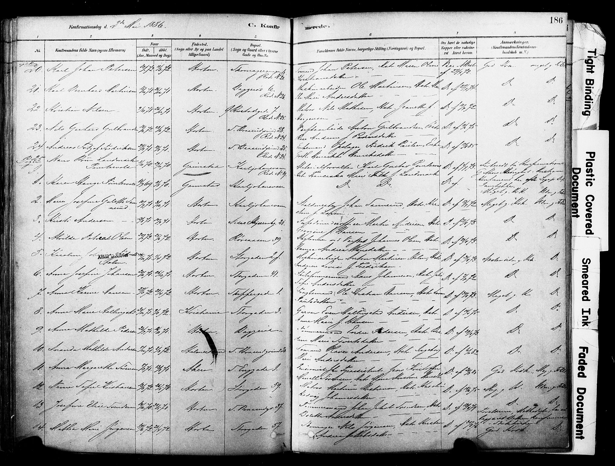 Horten kirkebøker, AV/SAKO-A-348/F/Fa/L0003: Parish register (official) no. 3, 1878-1887, p. 186