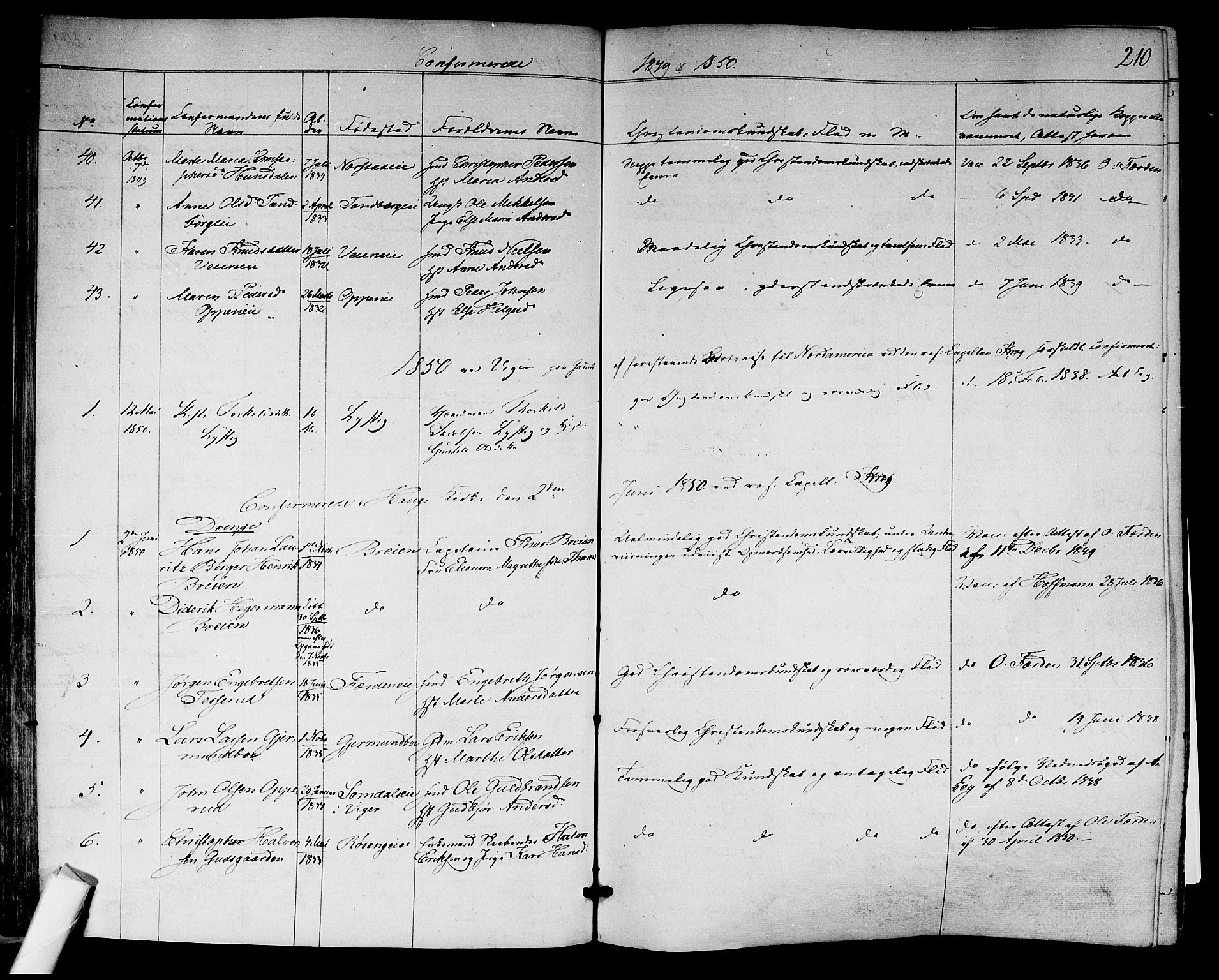 Norderhov kirkebøker, SAKO/A-237/F/Fa/L0011: Parish register (official) no. 11, 1847-1856, p. 210